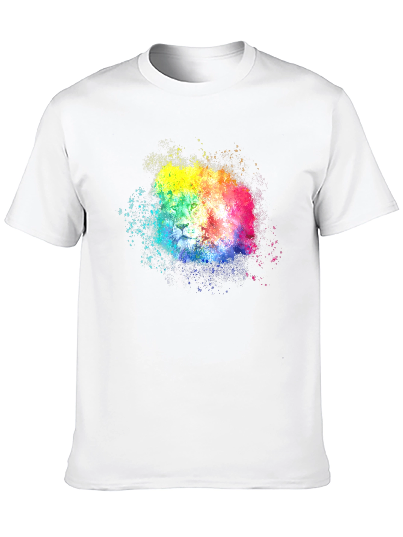 Black Rainbow Lion Splatter Graphic Tee - Black view 10