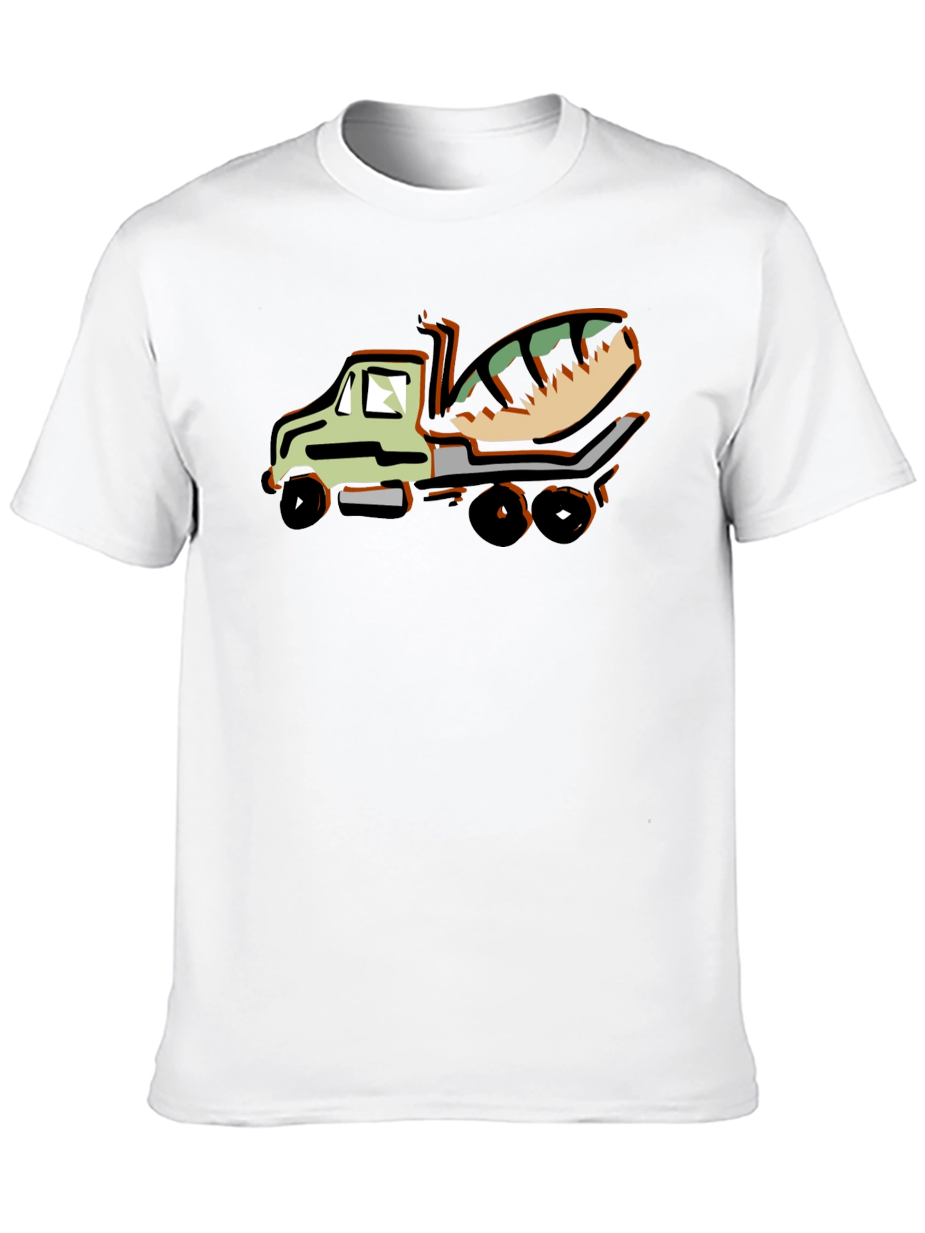 Black Cartoon Concrete Mixer Truck Graphic T-Shirt view 10