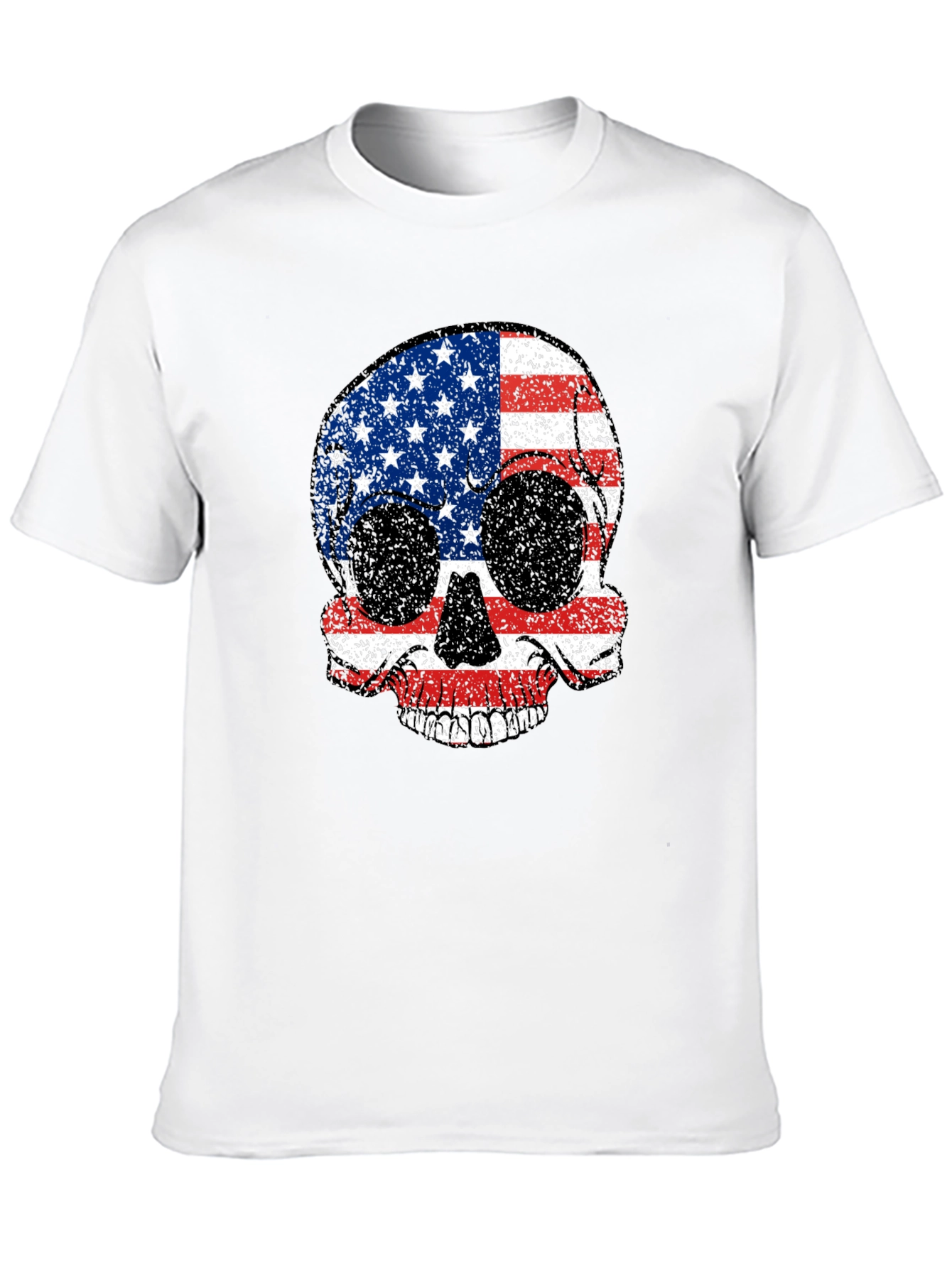 Black American Flag Skull Graphic Tee - Patriotic Style view 10