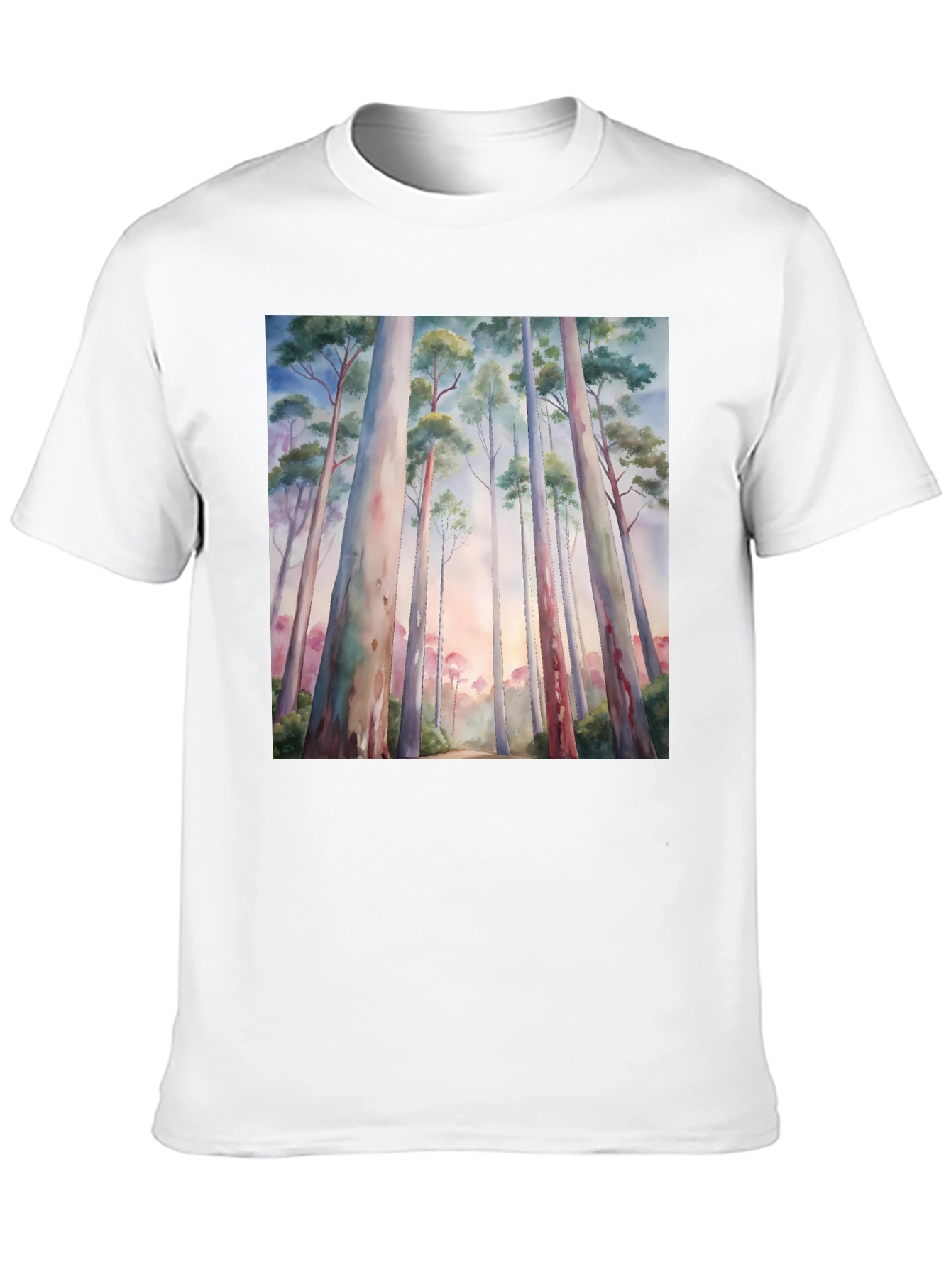 Black Eucalyptus Forest Watercolor Graphic Tee view 10