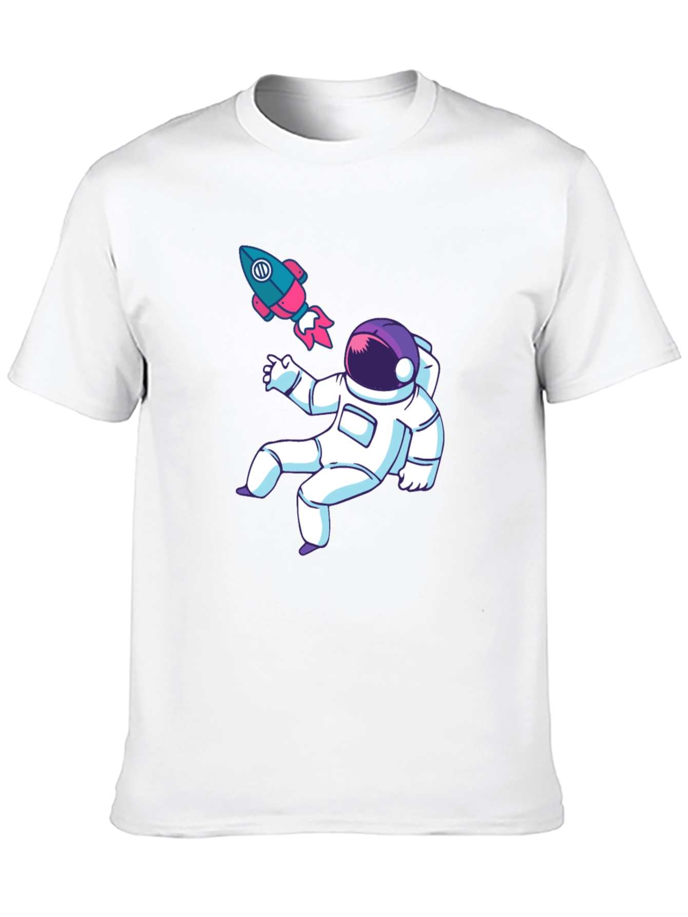 Black Astronaut & Rocket Graphic Tee - Black Cotton T-Shirt view 10