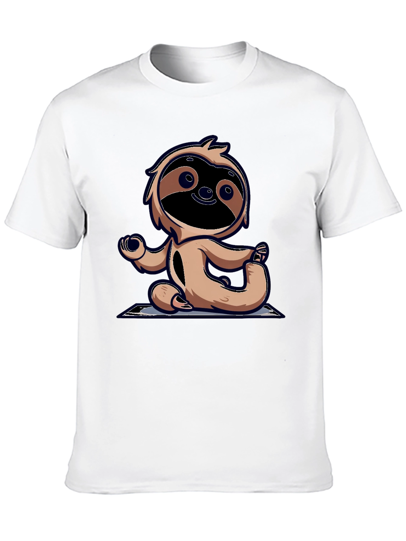 Black Yoga Sloth Graphic Tee - Relaxed Fit Black T-Shirt view 10