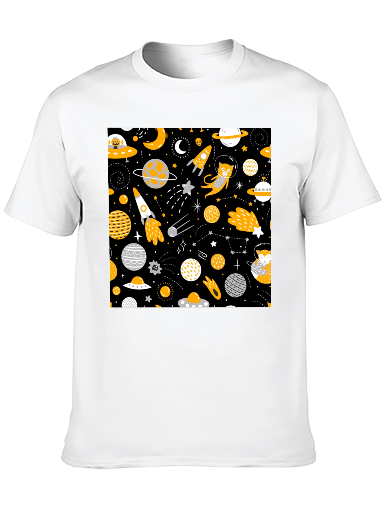 Black Space Cat Graphic T-Shirt view 10