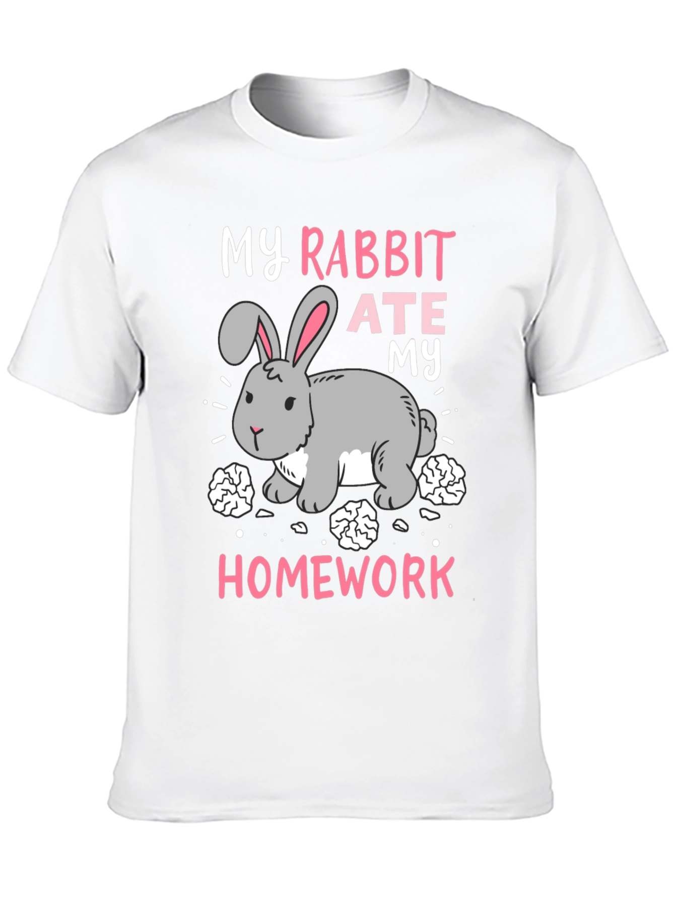 Black Rabbit Ate My Homework T-Shirt - Funny Graphic Tee view 10