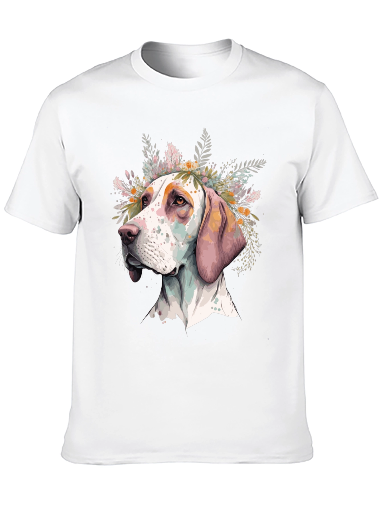 Black Dog with Flowers Graphic Tee - Unisex Black T-Shirt view 10