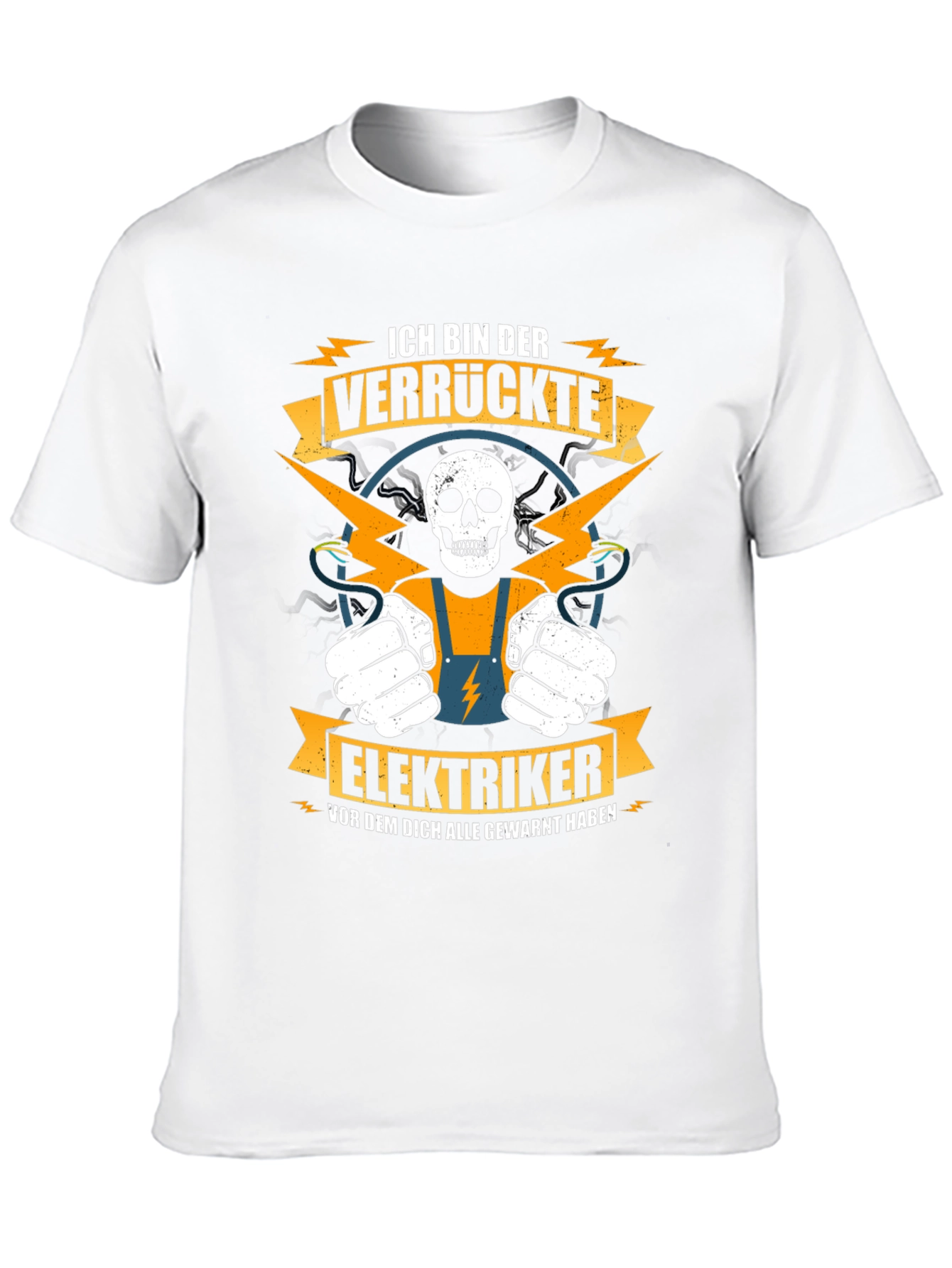 Black Crazy Electrician T-Shirt - Funny Skull Design view 10