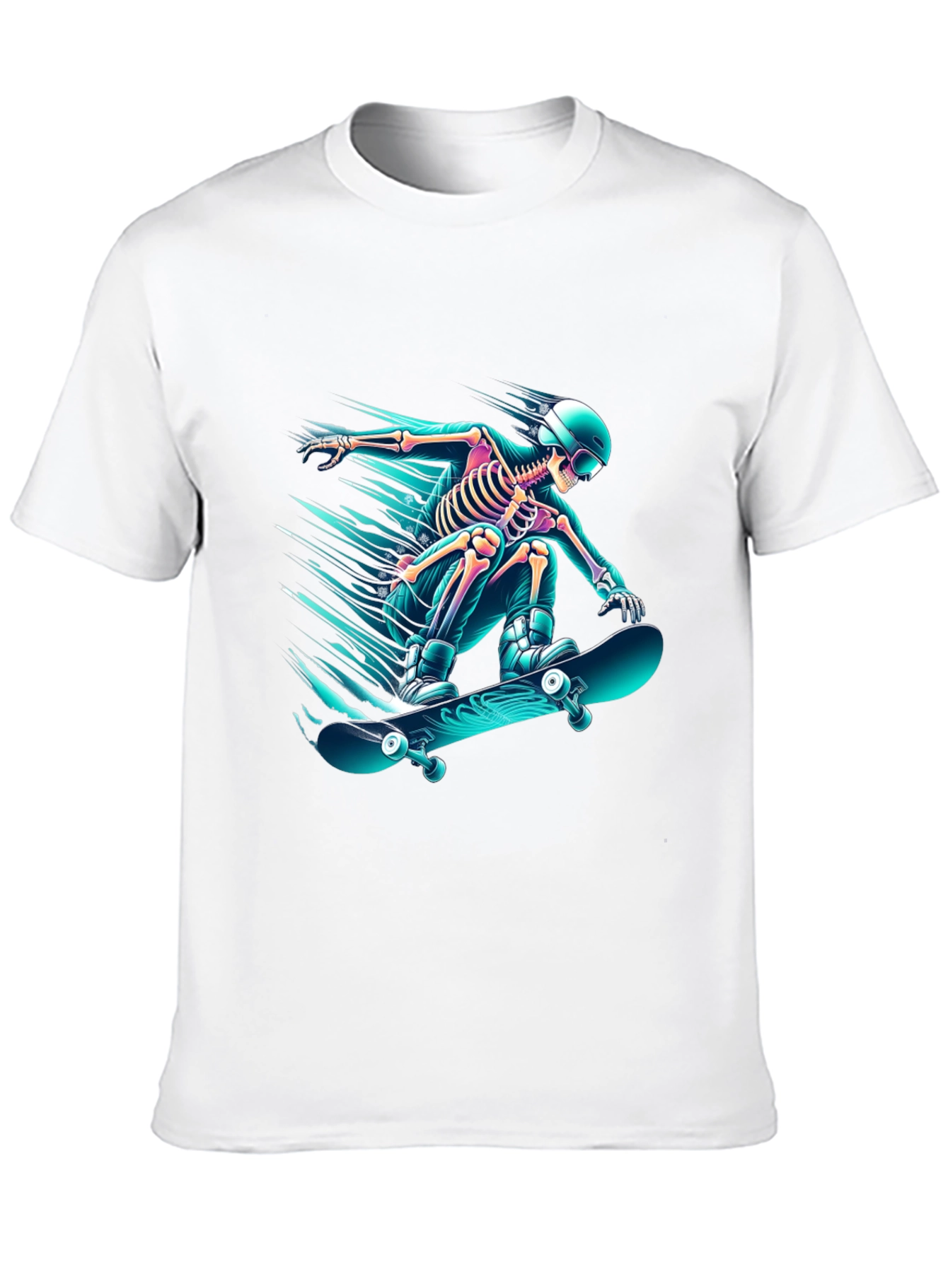 Black Skateboarding Skeleton Graphic Tee - Black Cotton Shirt view 10