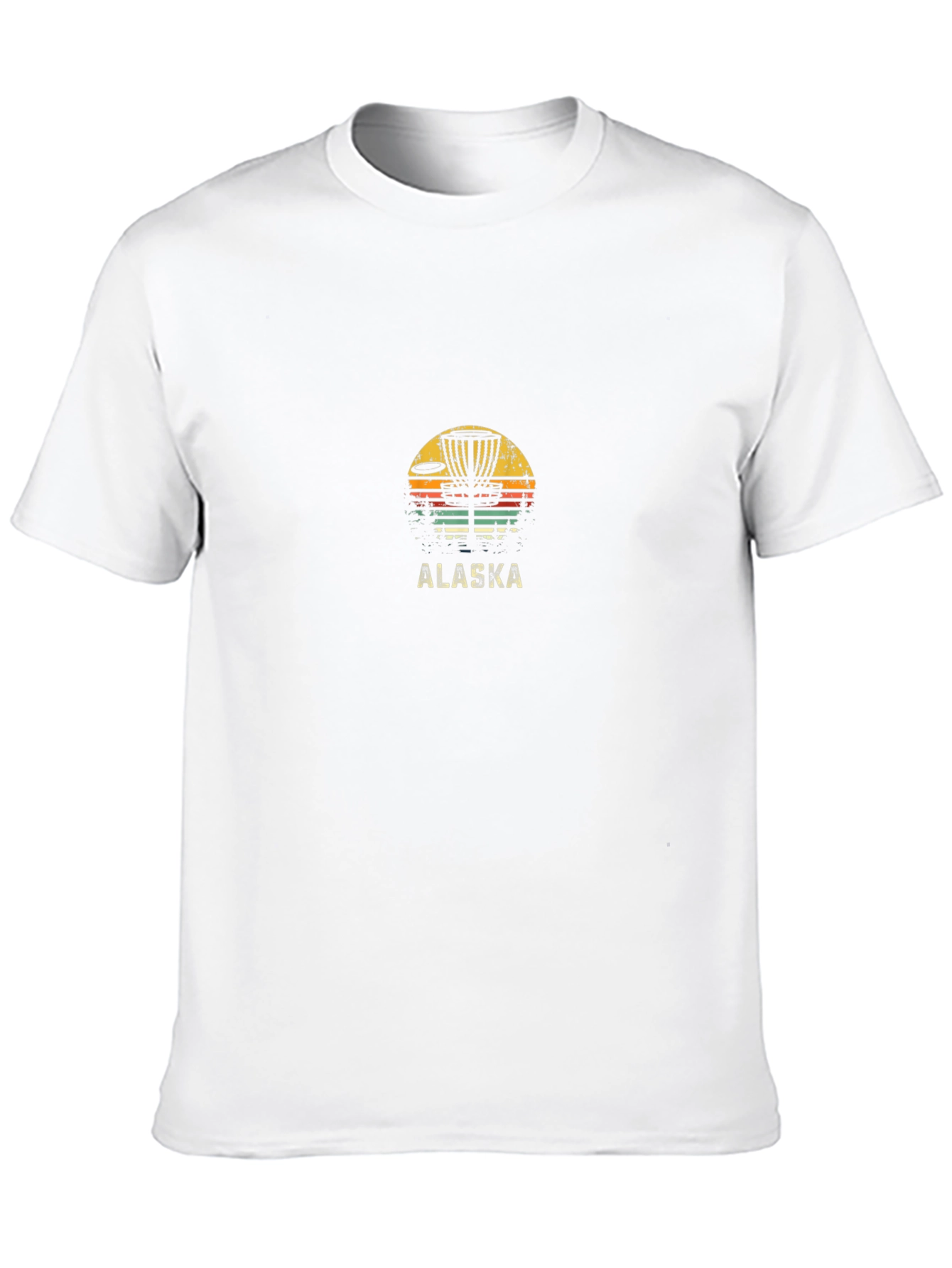 Black Alaska Disc Golf T-Shirt Vintage Sunset Design view 10