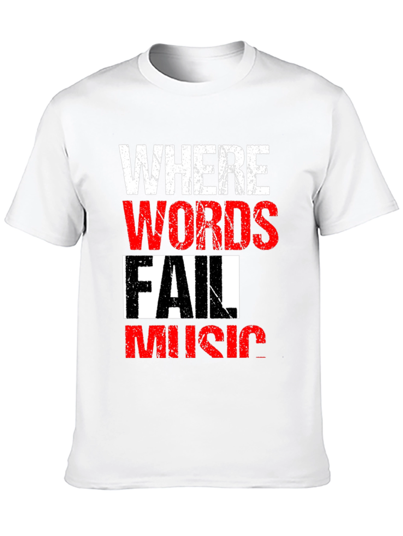 Black Where Words Fail Music Men's Black T-Shirt view 10