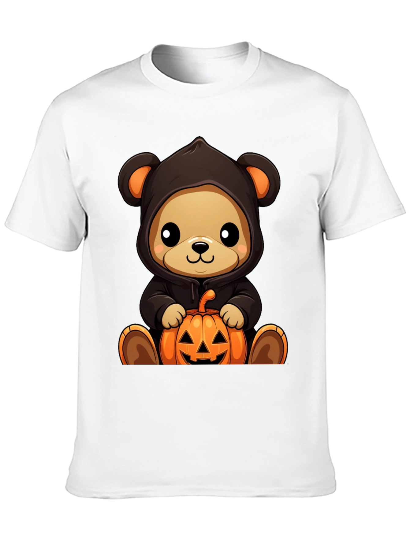 Black Halloween Teddy Bear Pumpkin T-Shirt view 10