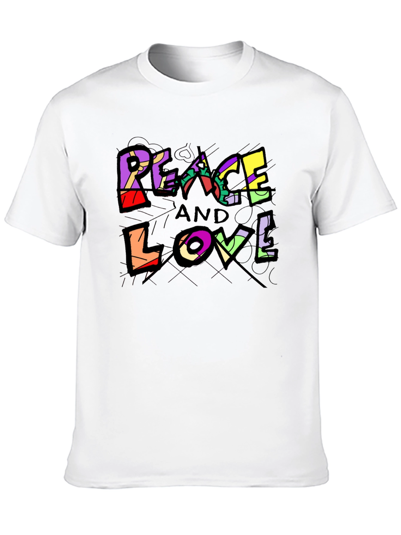 Black Peace and Love Graphic Tee - Black Unisex T-Shirt view 10