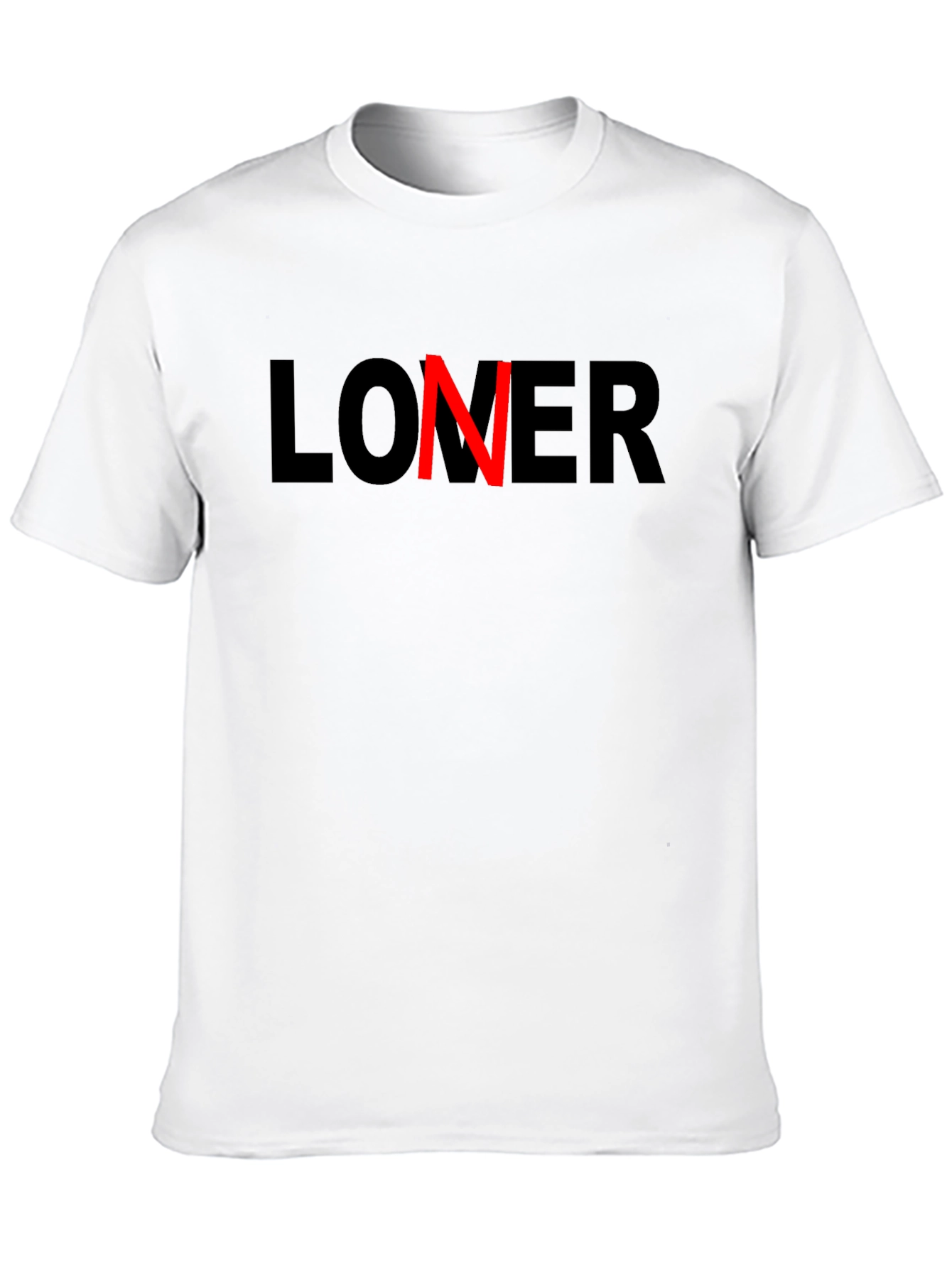 Black Loner T-Shirt - Cotton Blend Crew Neck Tee view 10