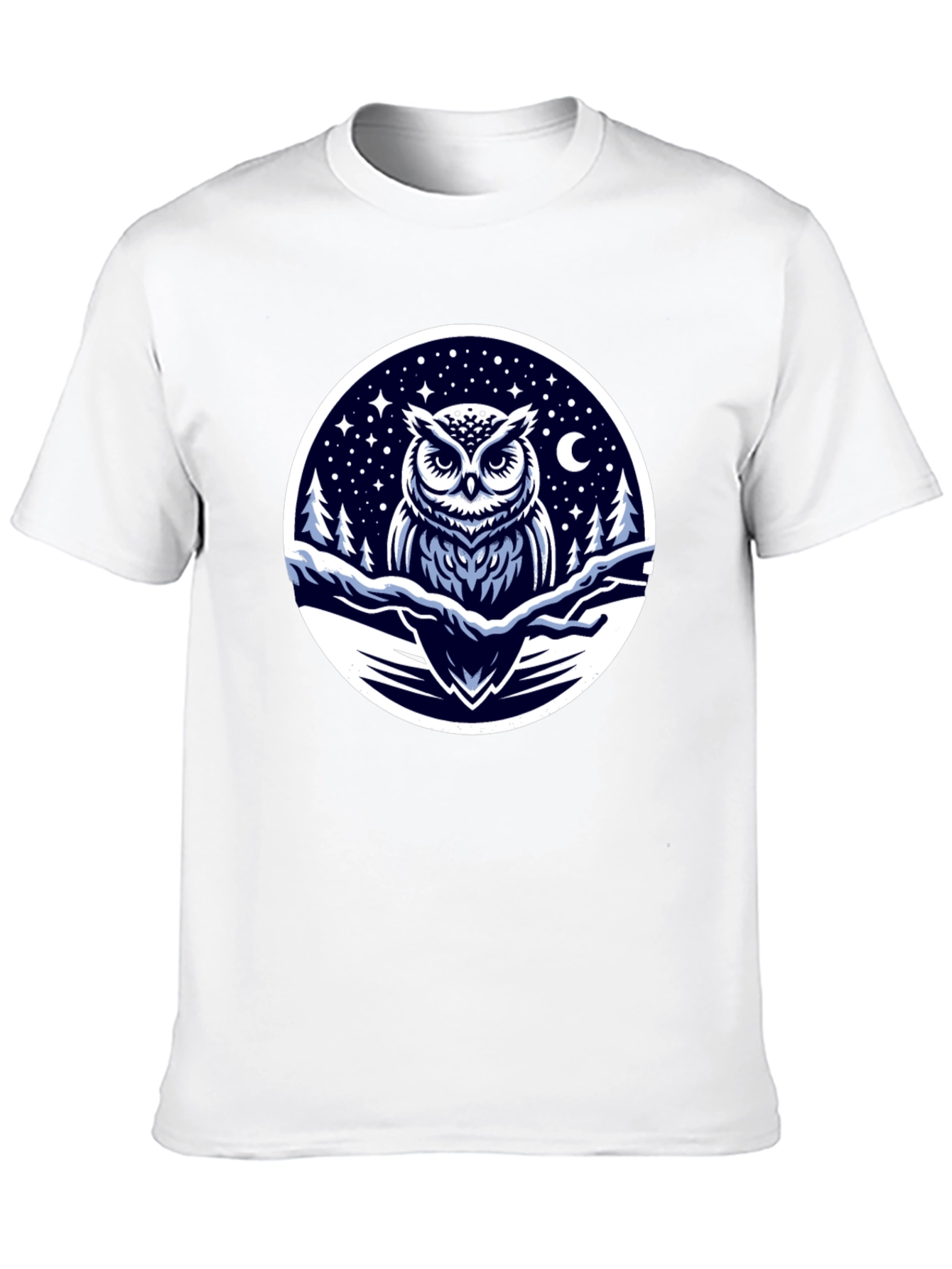 Black Owl Night Sky Graphic Tee - Black Cotton Blend view 10