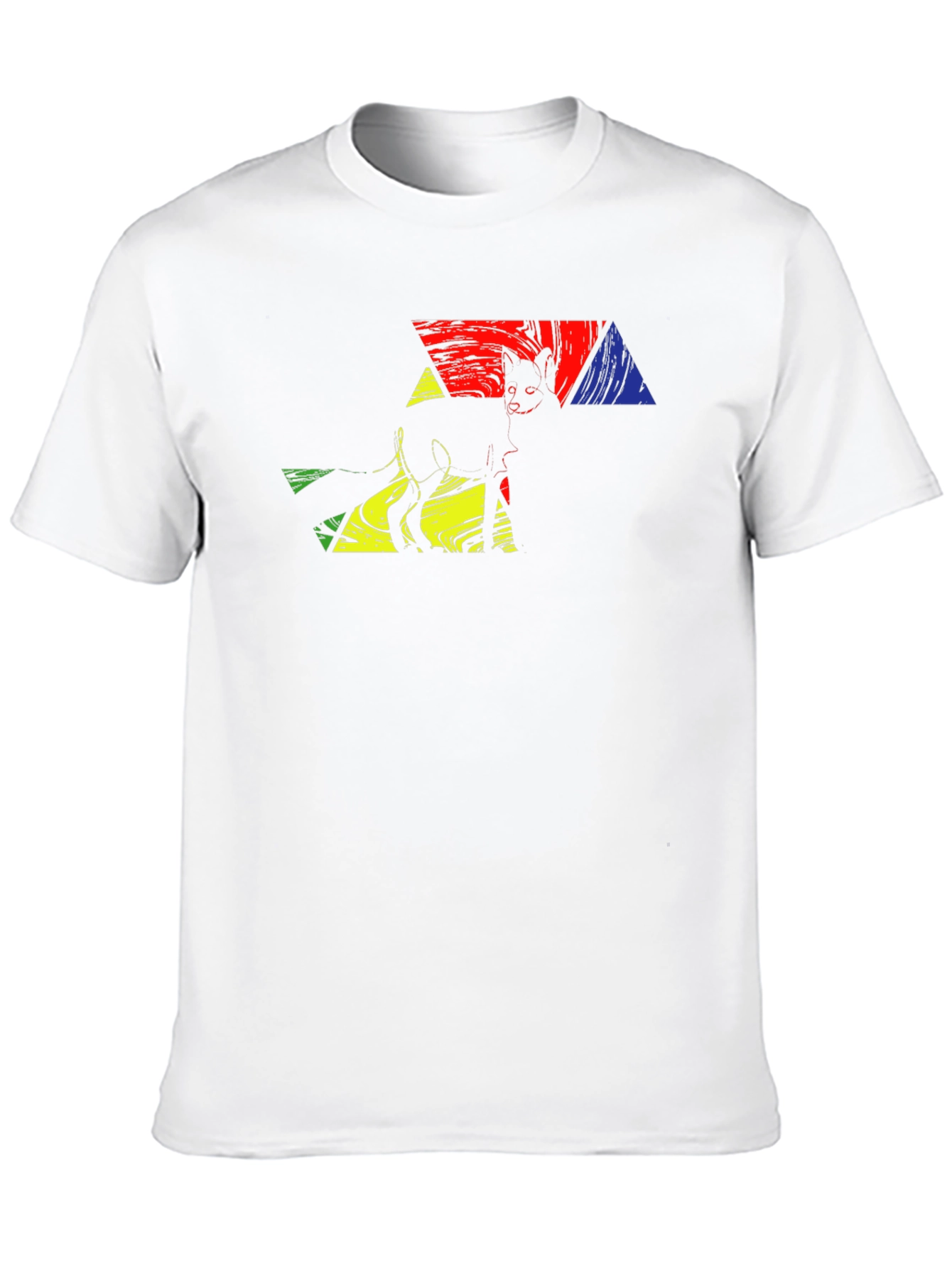 Black Abstract Cat Art Graphic T-Shirt view 10