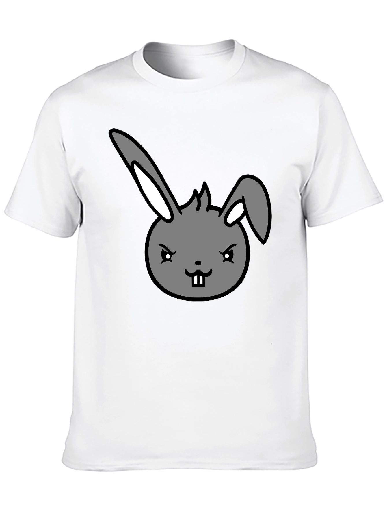 Black Men's Black T-Shirt with Cartoon Bunny Design view 10