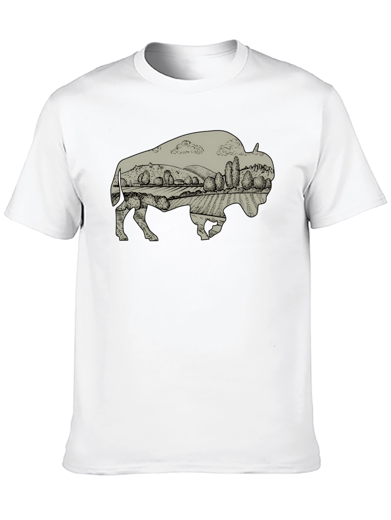 Black Bison Landscape Graphic T-Shirt - Casual Style view 10