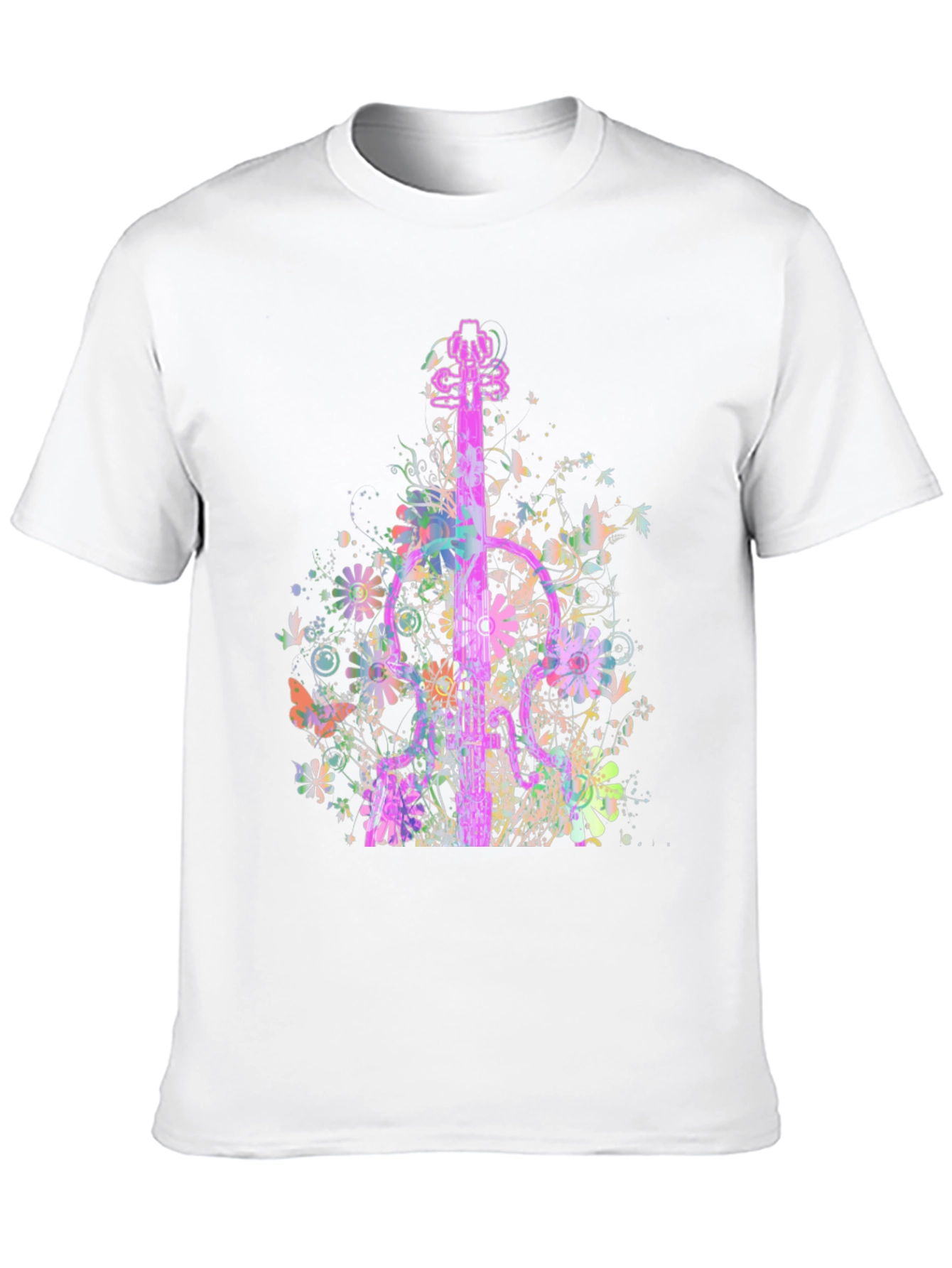 Black Floral Guitar Graphic T-Shirt view 10