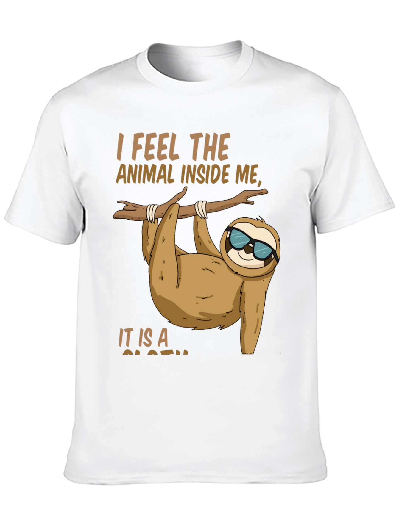 Black Funny Sloth T-Shirt - I Feel the Animal Inside Me view 10