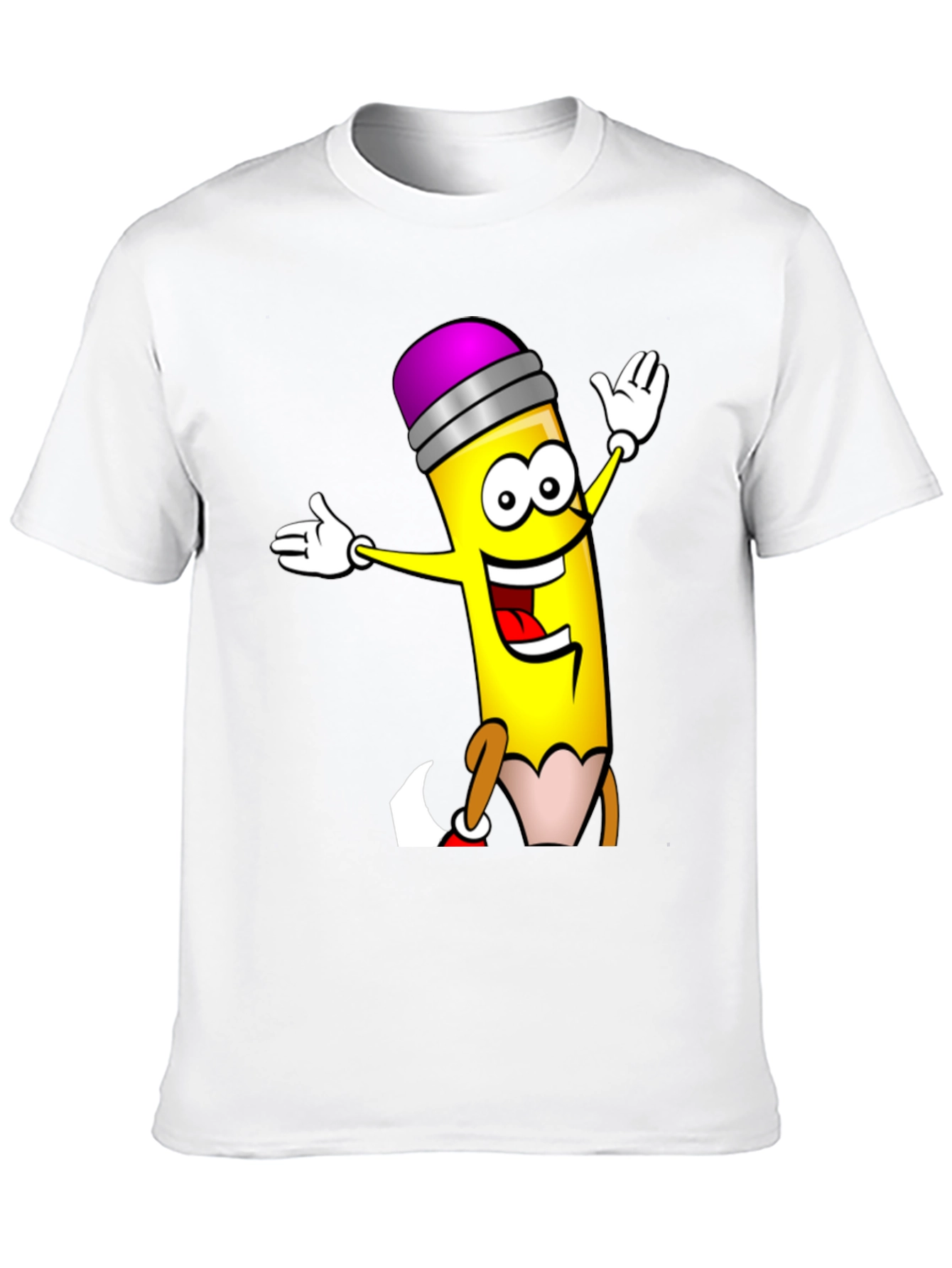 Black Cartoon Pencil T-Shirt - Black Cotton Graphic Tee view 10