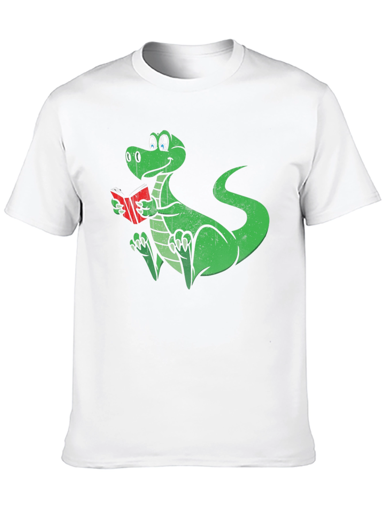 Black Dino Reading T-Shirt - Black Cotton Graphic Tee view 10