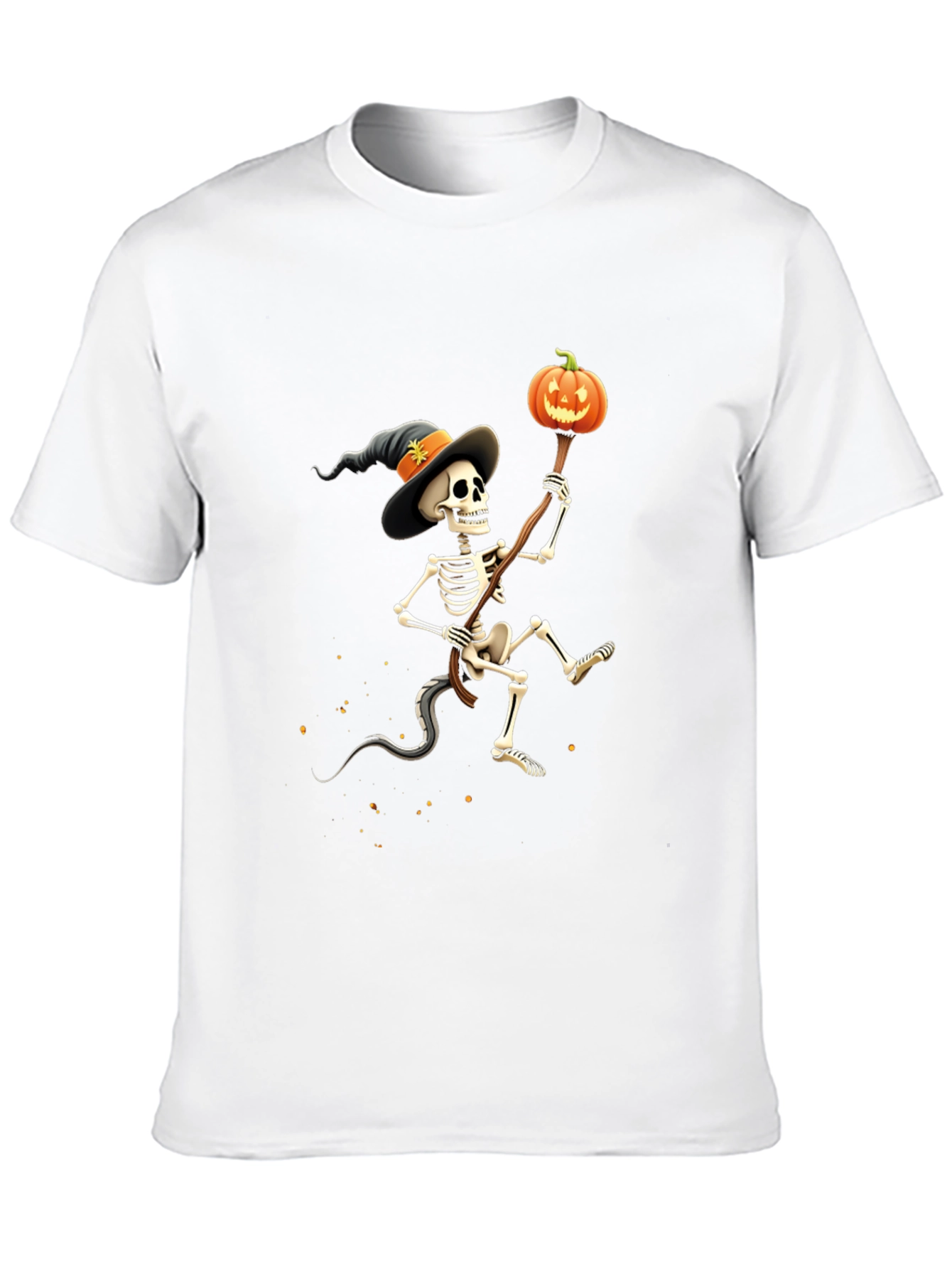 Black Spooky Skeleton Halloween T-Shirt view 10
