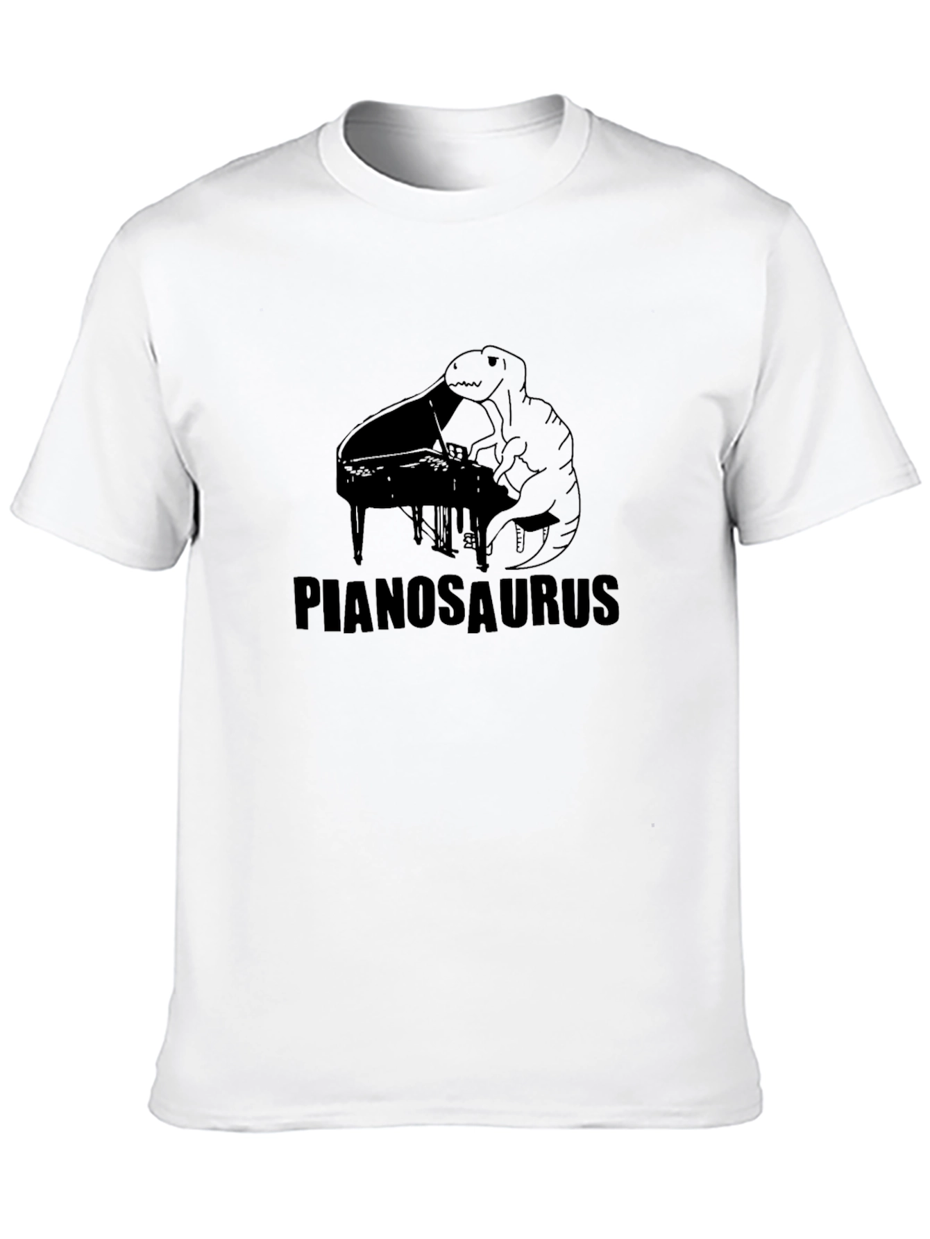 Black Pianosaurus Black T-Shirt - Dinosaur Piano Player Tee view 10