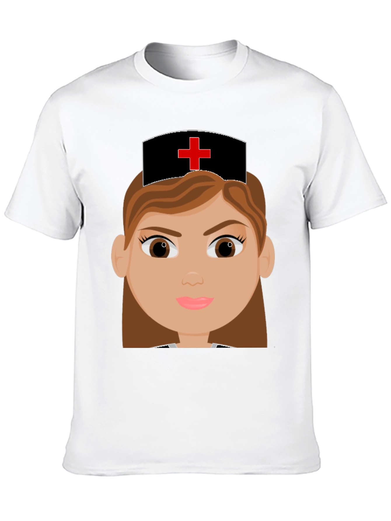 Cartoon Nurse Graphic Tee - Black Cotton Blend T-Shirt - 10