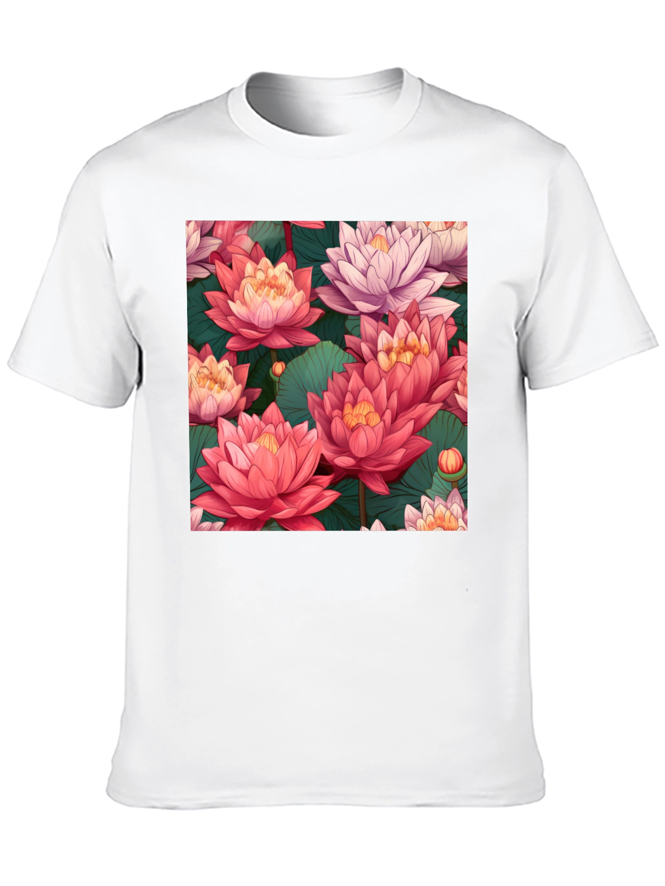Black Lotus Floral Print Black T-Shirt view 10