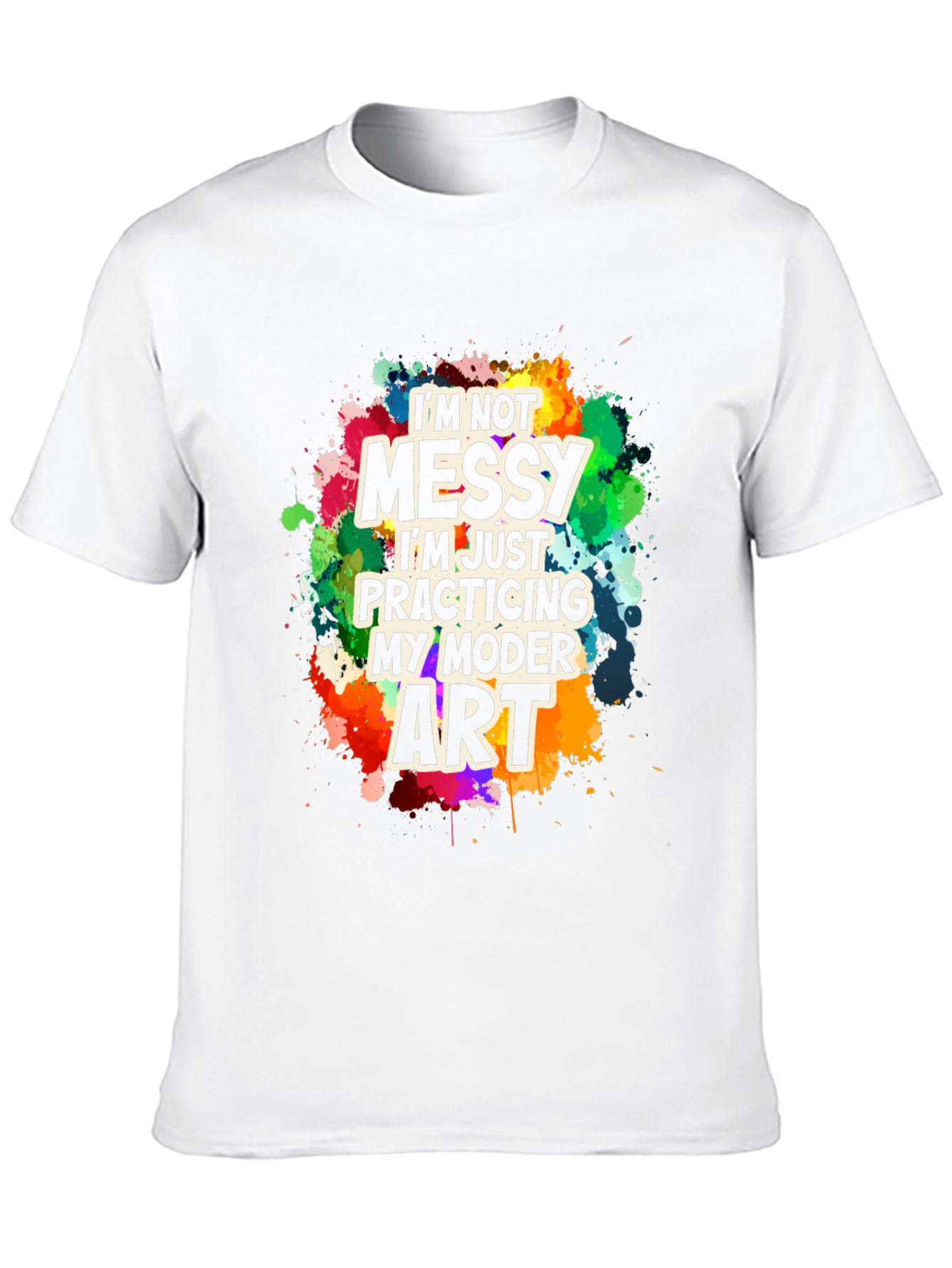 Black Funny Modern Art Messy T-Shirt view 10