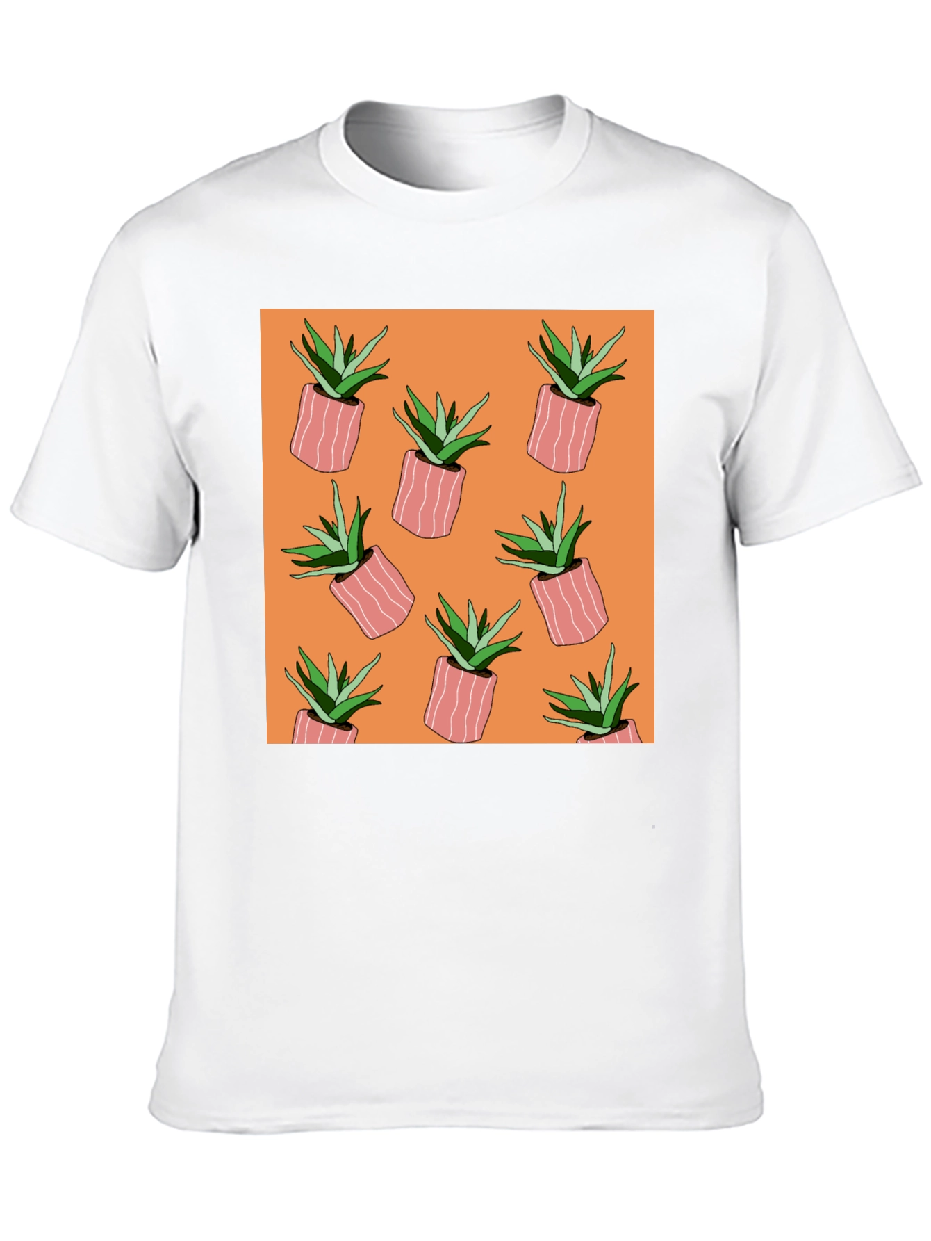 Black Succulent Plant Pattern Black T-Shirt view 10