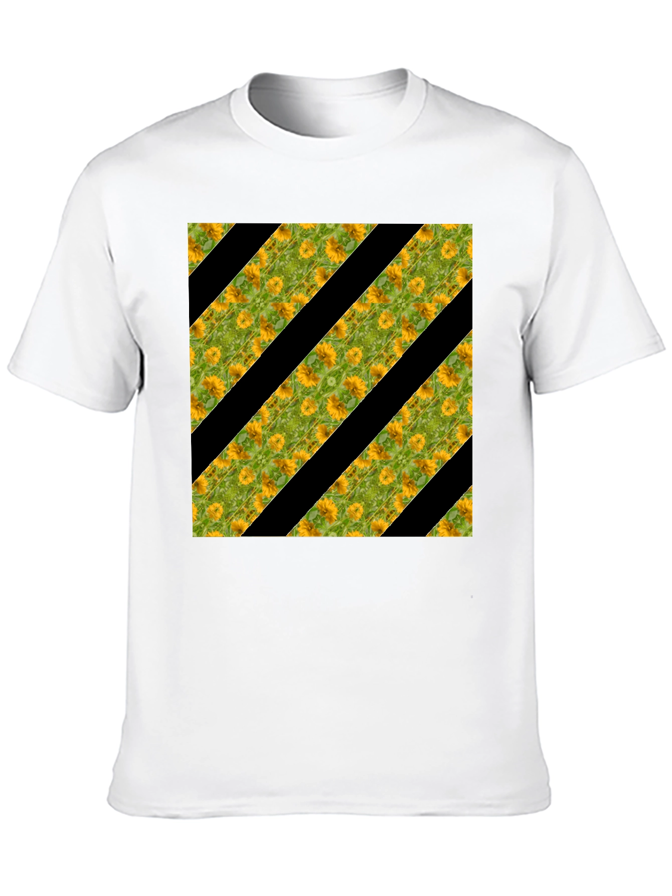 Black Sunflower Stripe Tee - Stylish Graphic Print T-Shirt view 10