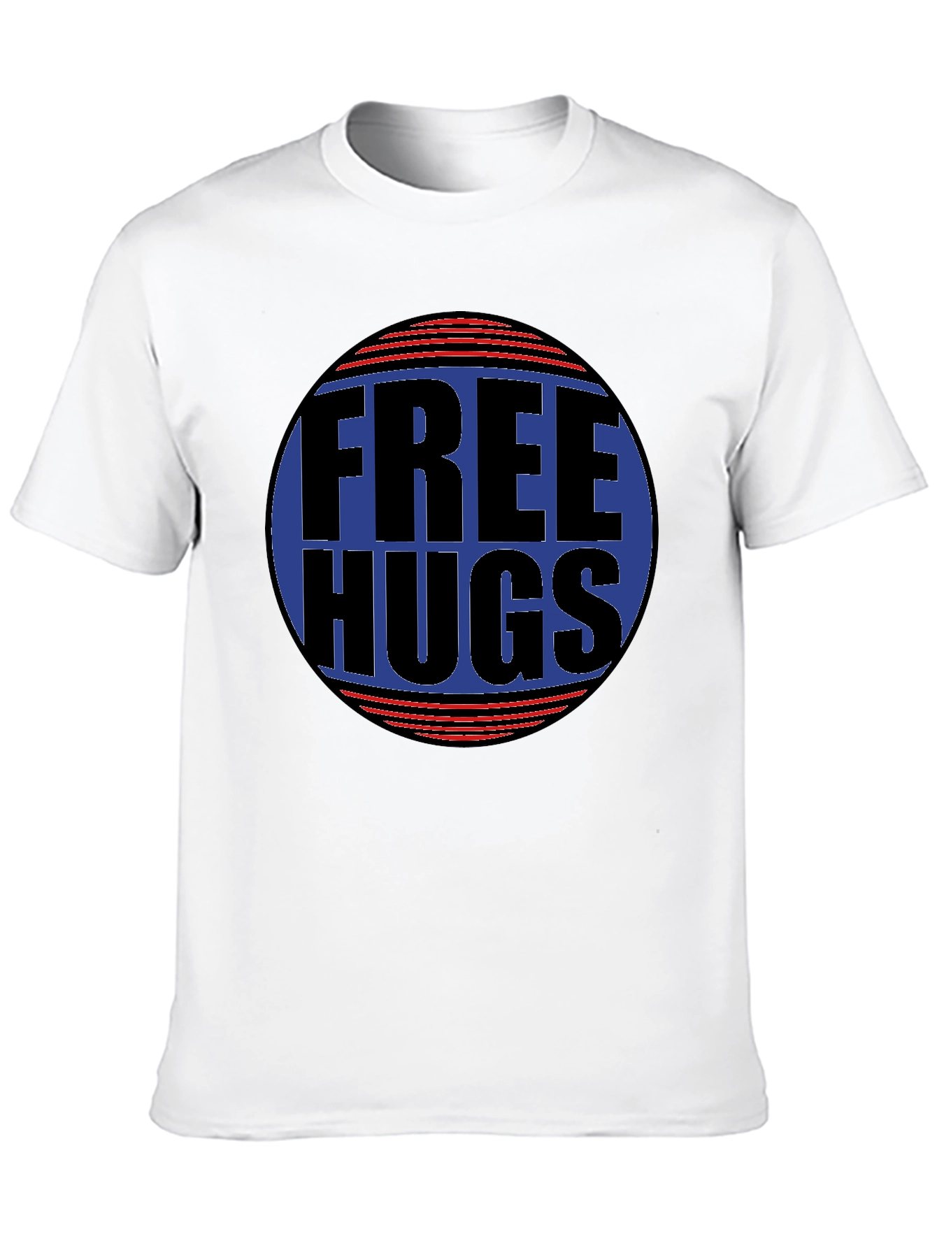 Black Free Hugs Graphic T-Shirt - Black Cotton Blend Casual Tee view 10