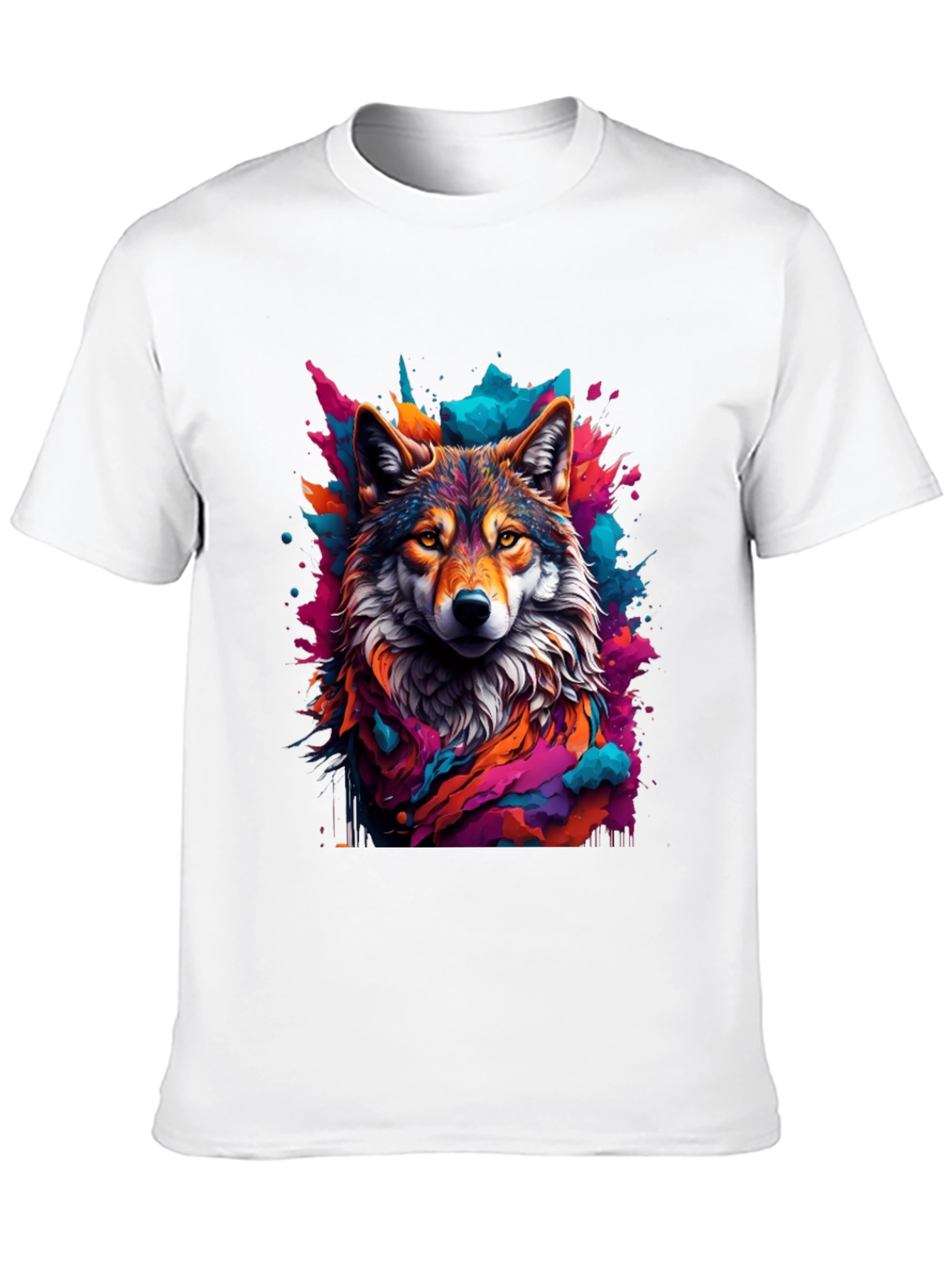 Black Wolf Art Graphic Black Tee - Vibrant Men's T-Shirt view 10