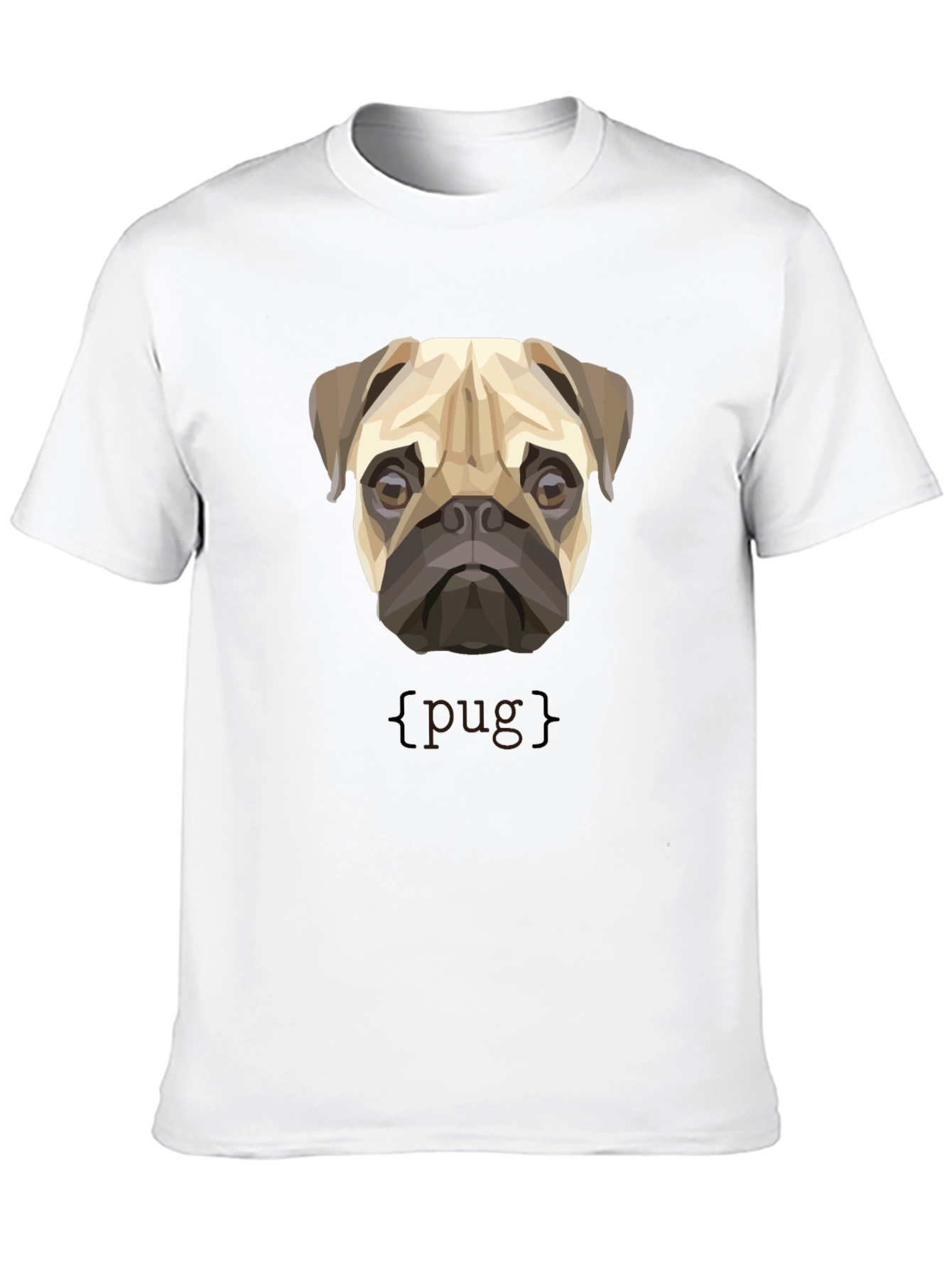 Black Geometric Pug Dog Graphic Print T-Shirt view 10