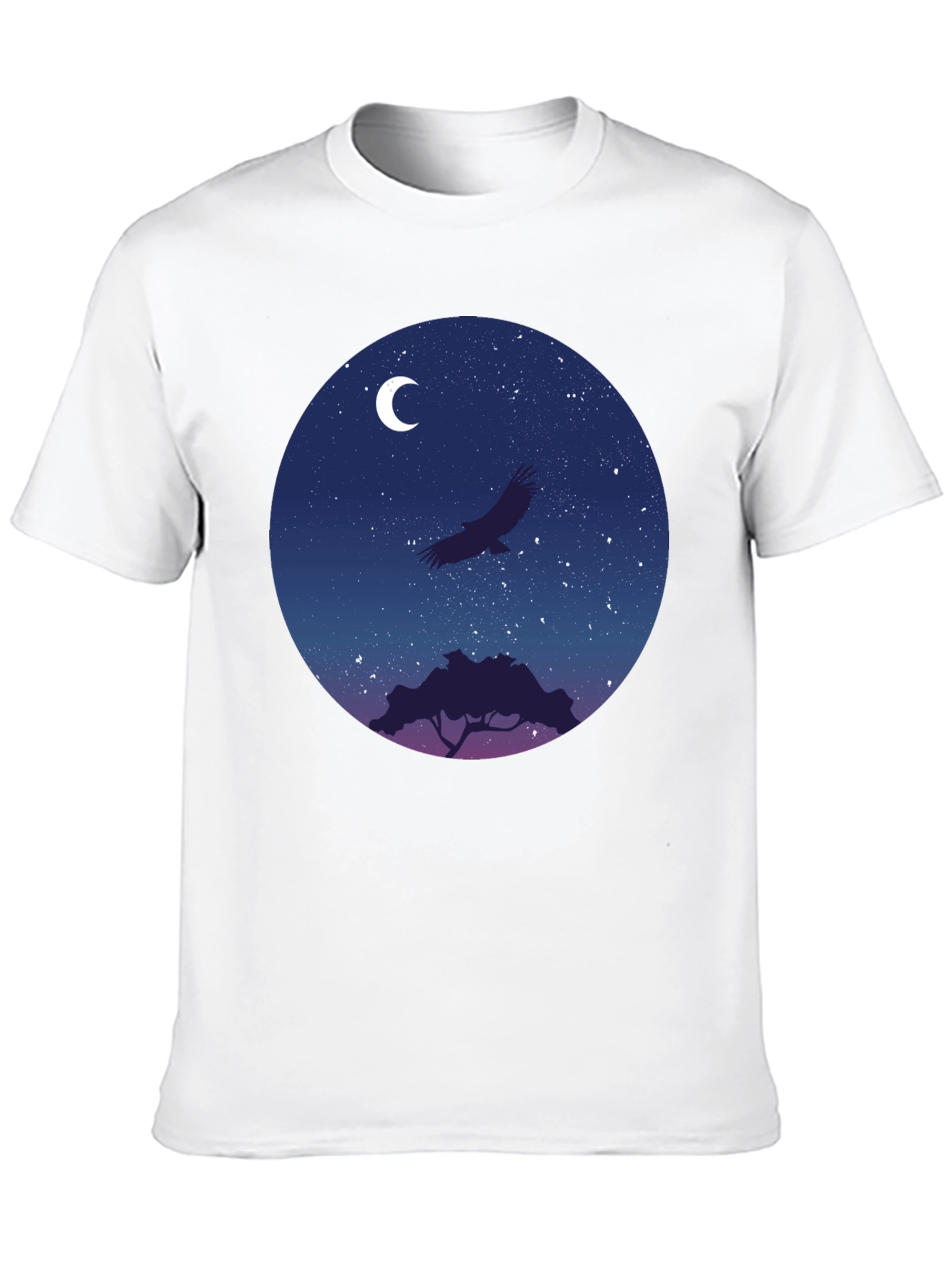 Black Night Sky Eagle Graphic Tee - Black Cotton Blend view 10