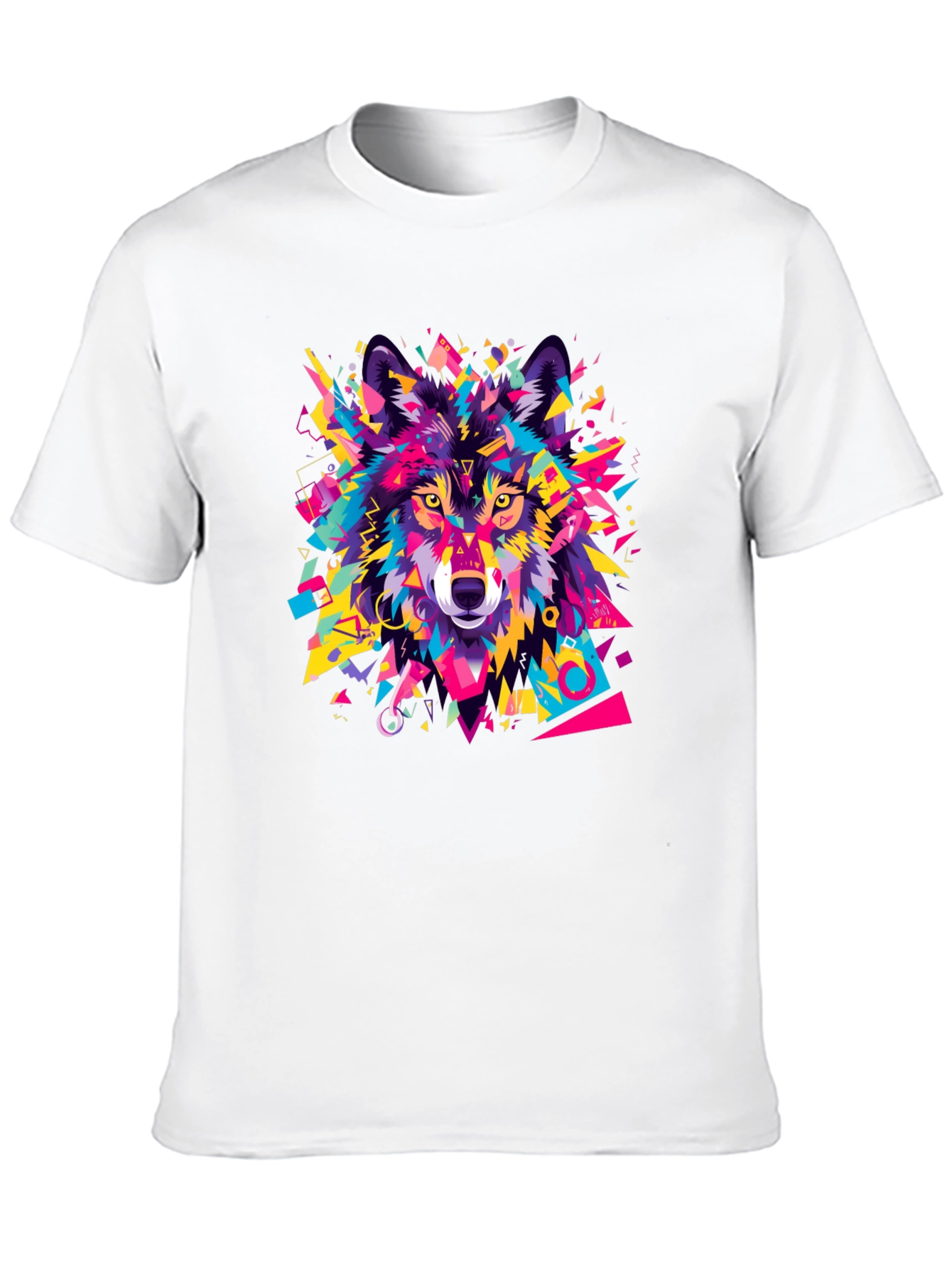Black Geometric Wolf Graphic Black T-Shirt view 10