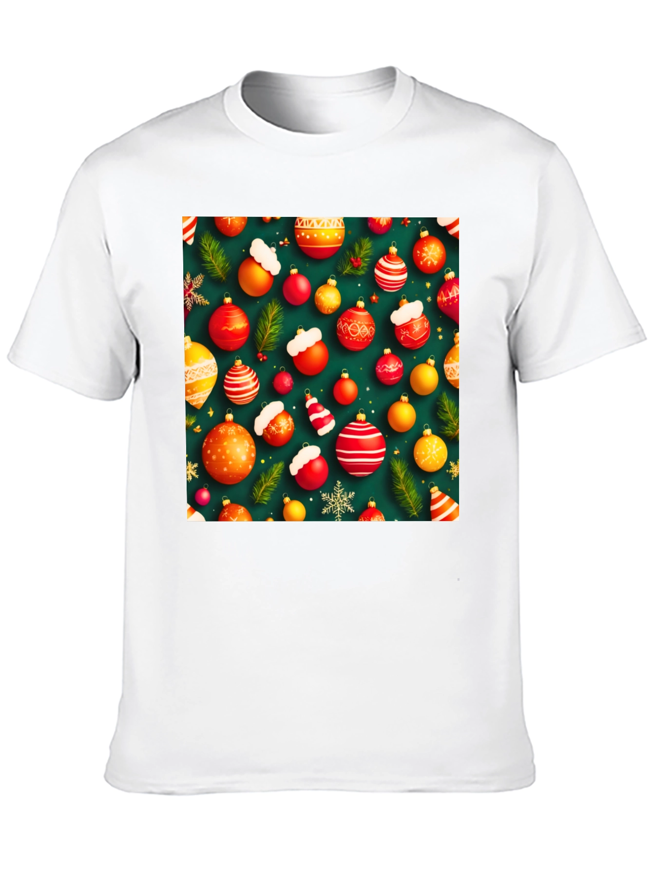 Black Festive Holiday Ornament Pattern T-Shirt view 10
