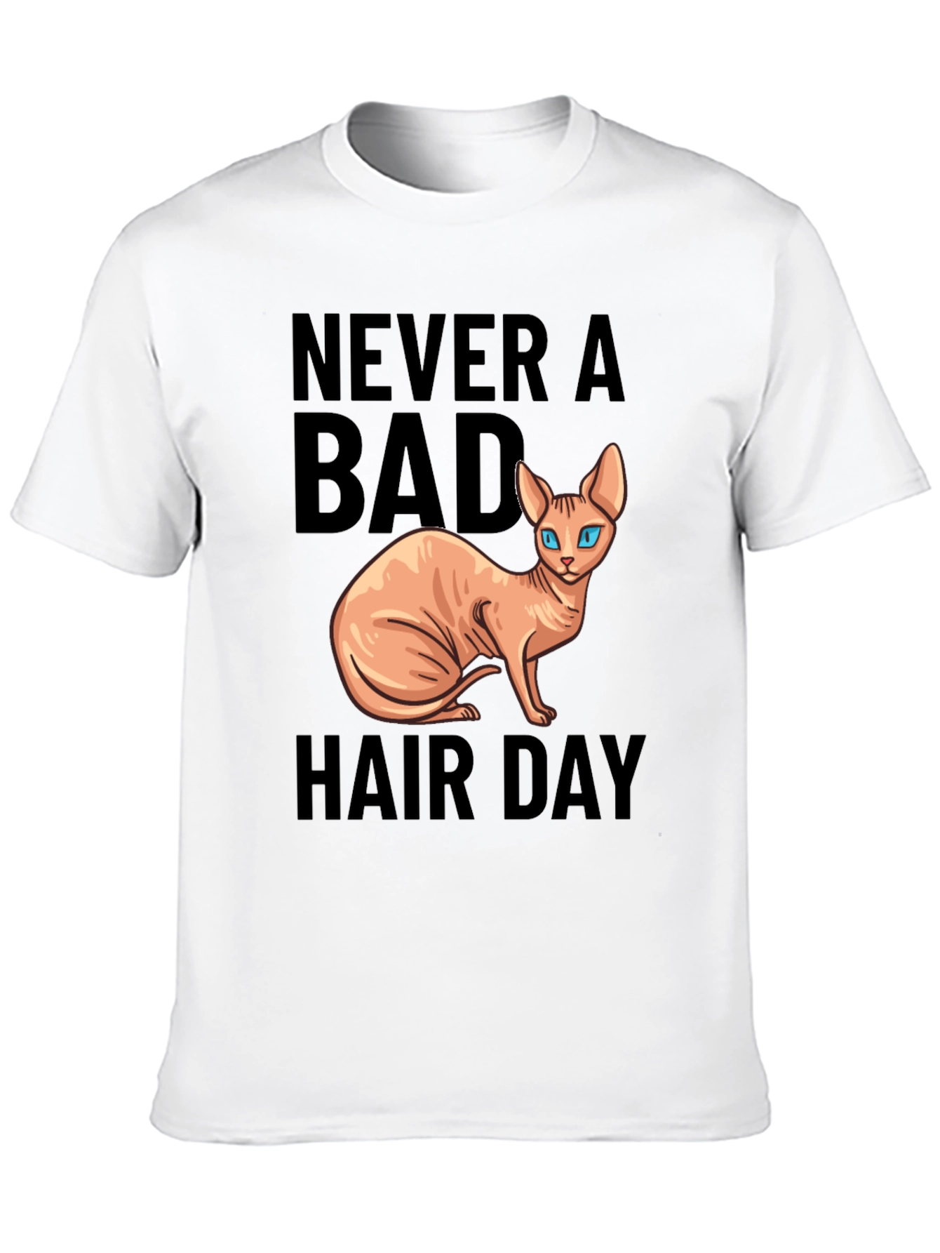 Black Never a Bad Hair Day Cat T-Shirt view 10