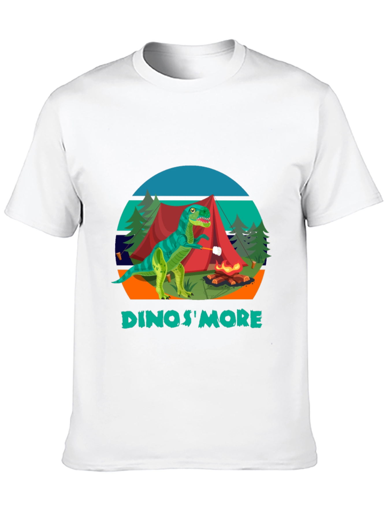 Black Dinos'More Black T-Shirt - Camping Dinosaur view 10