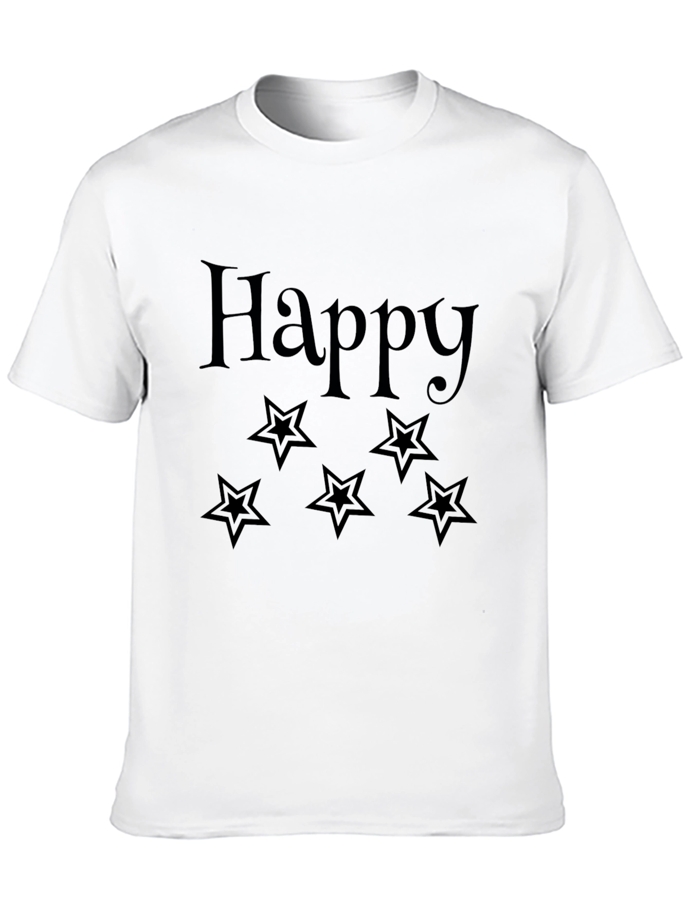 Black Happy Star Graphic Tee - Black Unisex T-Shirt view 10