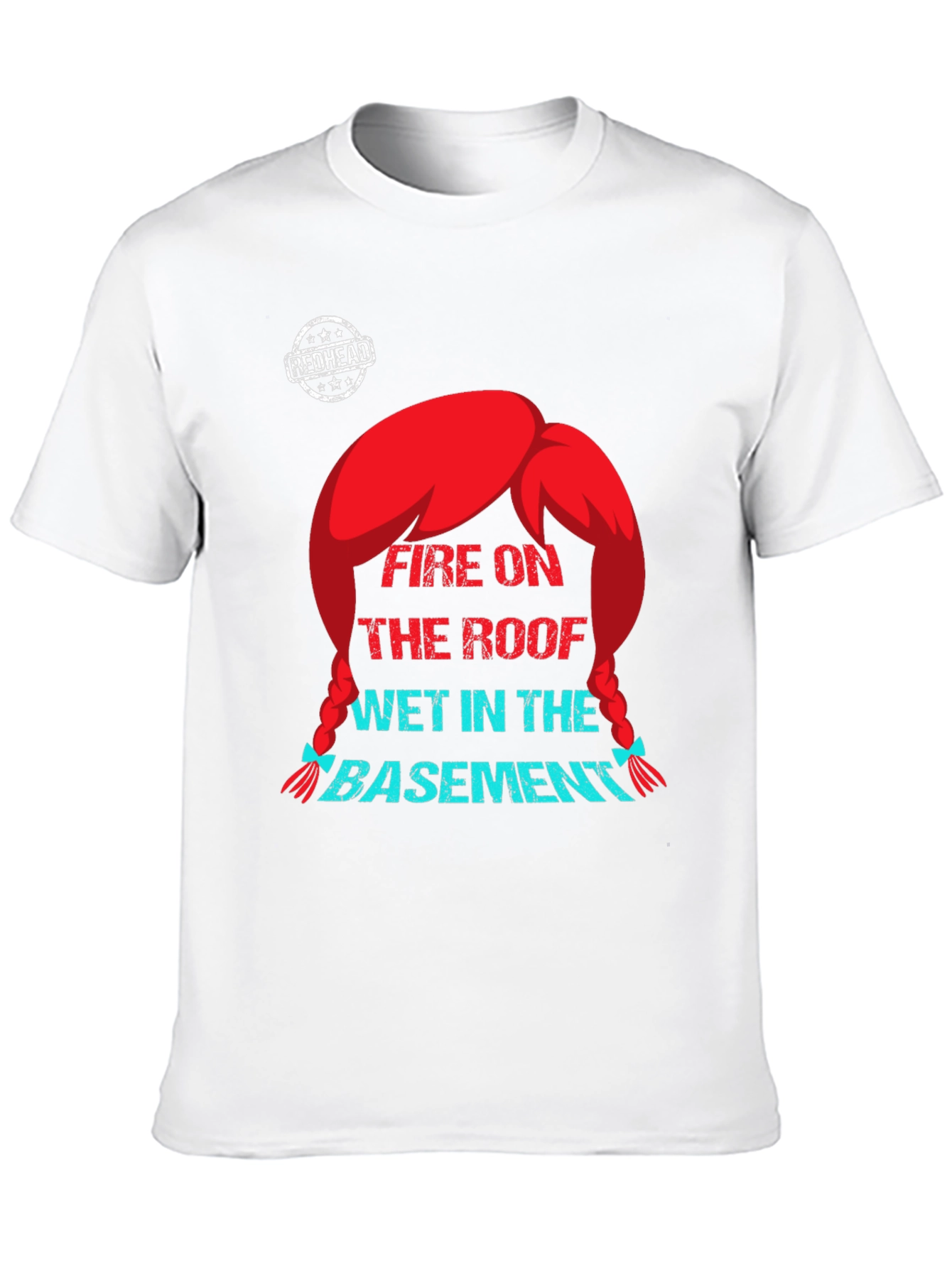 Black Redhead Fire on the Roof T-Shirt - Novelty Graphic Tee view 10