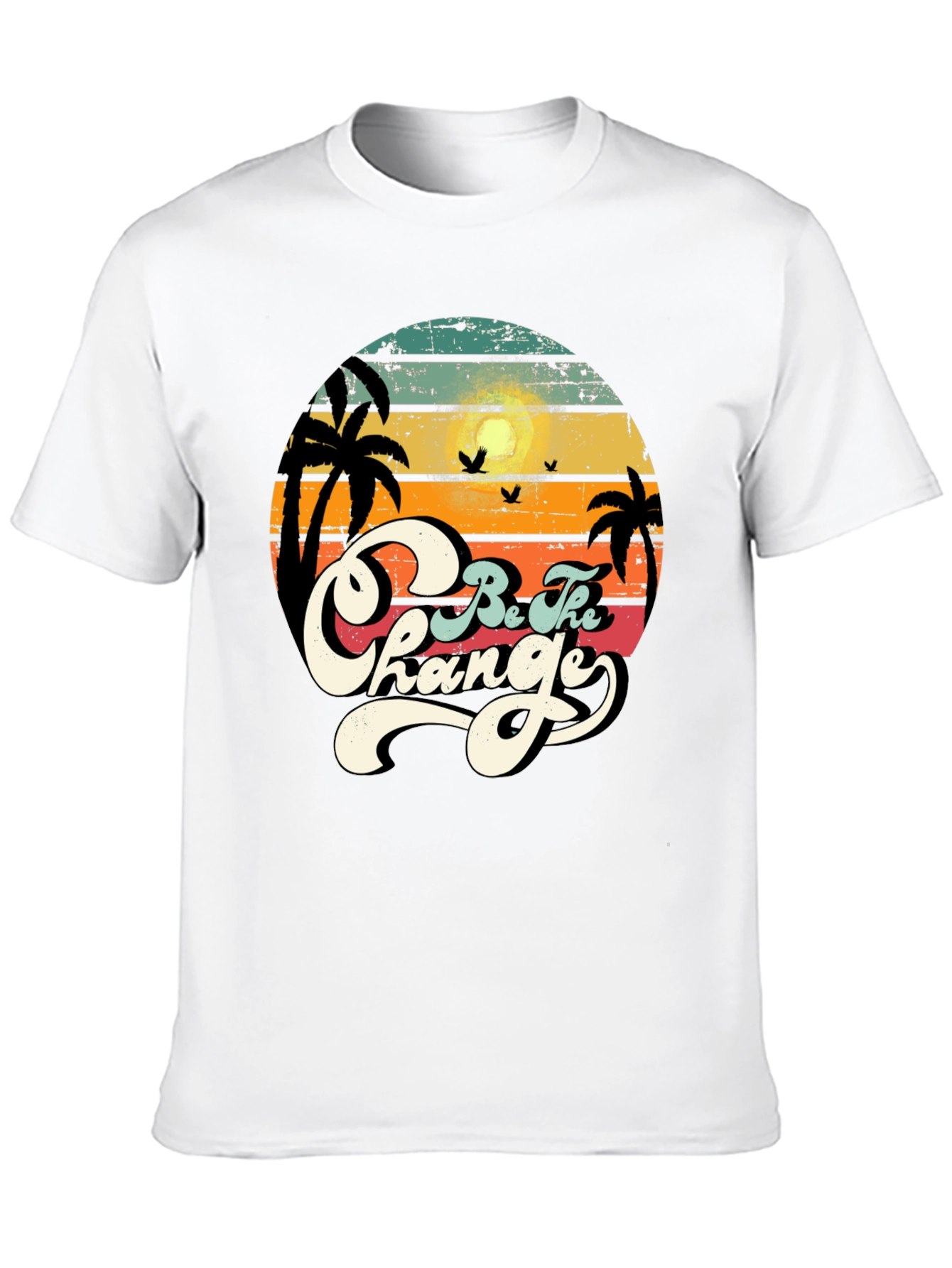 Black Retro Sunset 'Be The Change' Graphic T-Shirt view 10