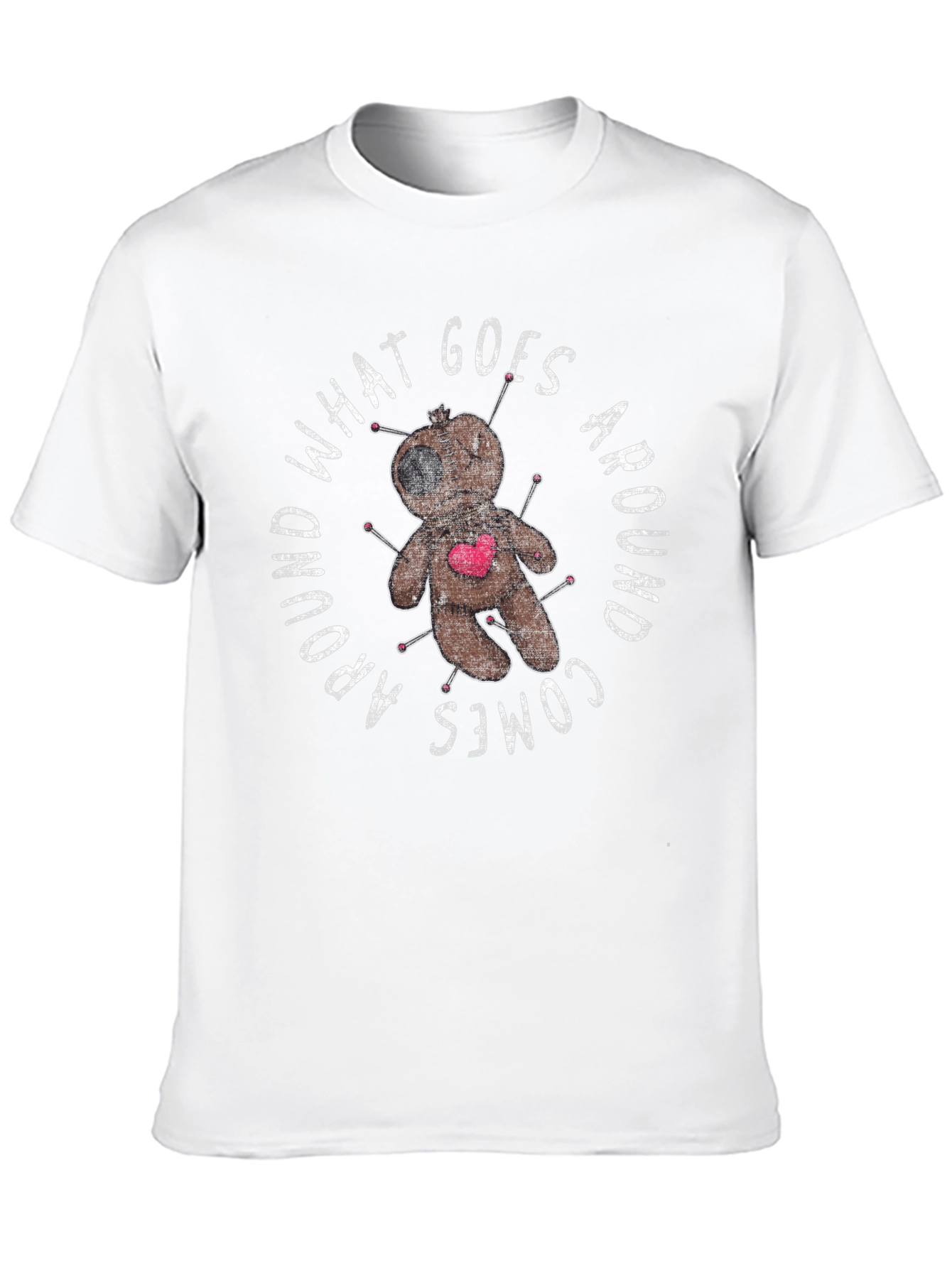 Black Voodoo Doll What Goes Around Graphic T-Shirt view 10
