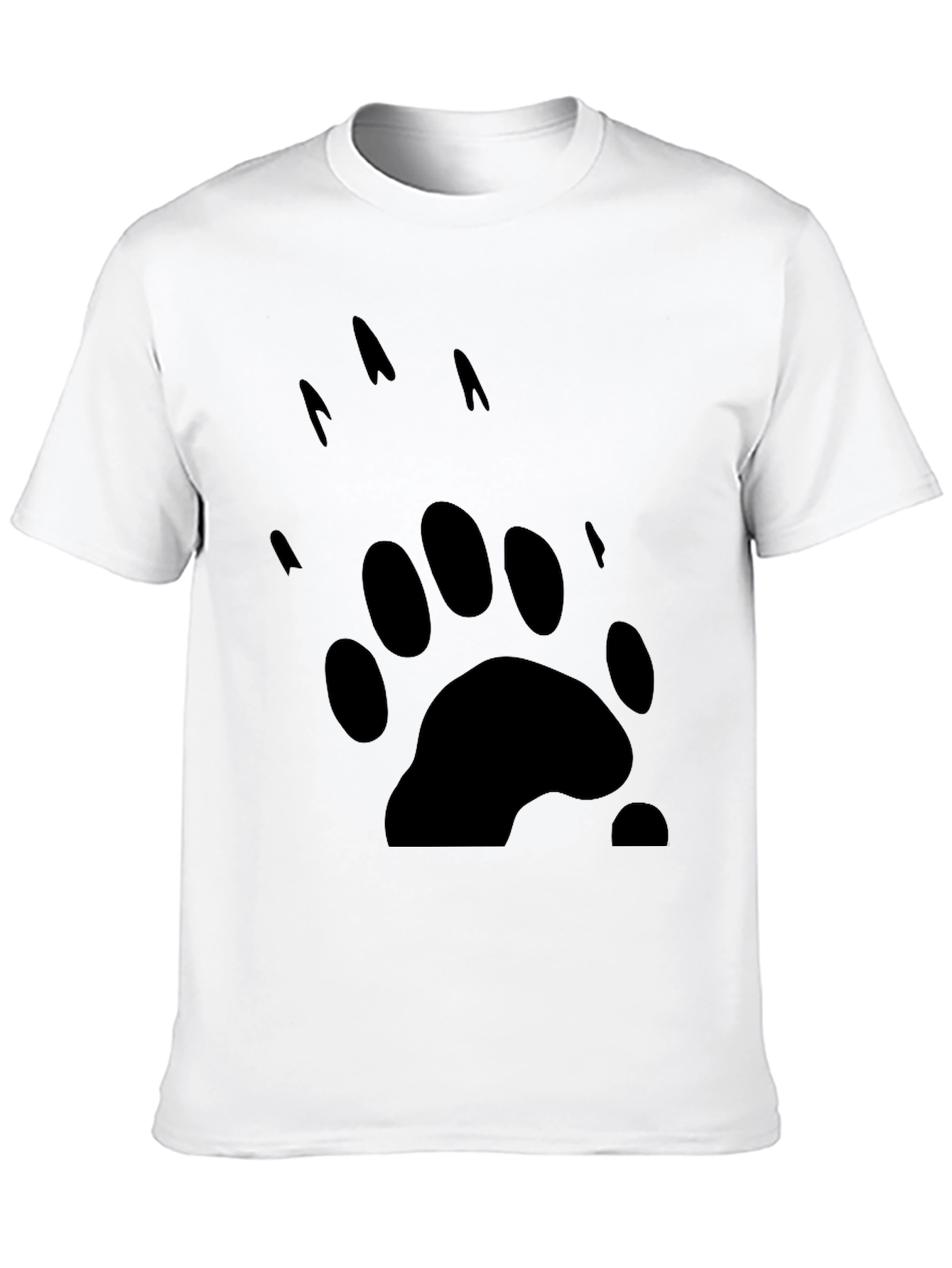 Black Bear Paw Print Graphic Tee - Black Cotton T-Shirt view 10