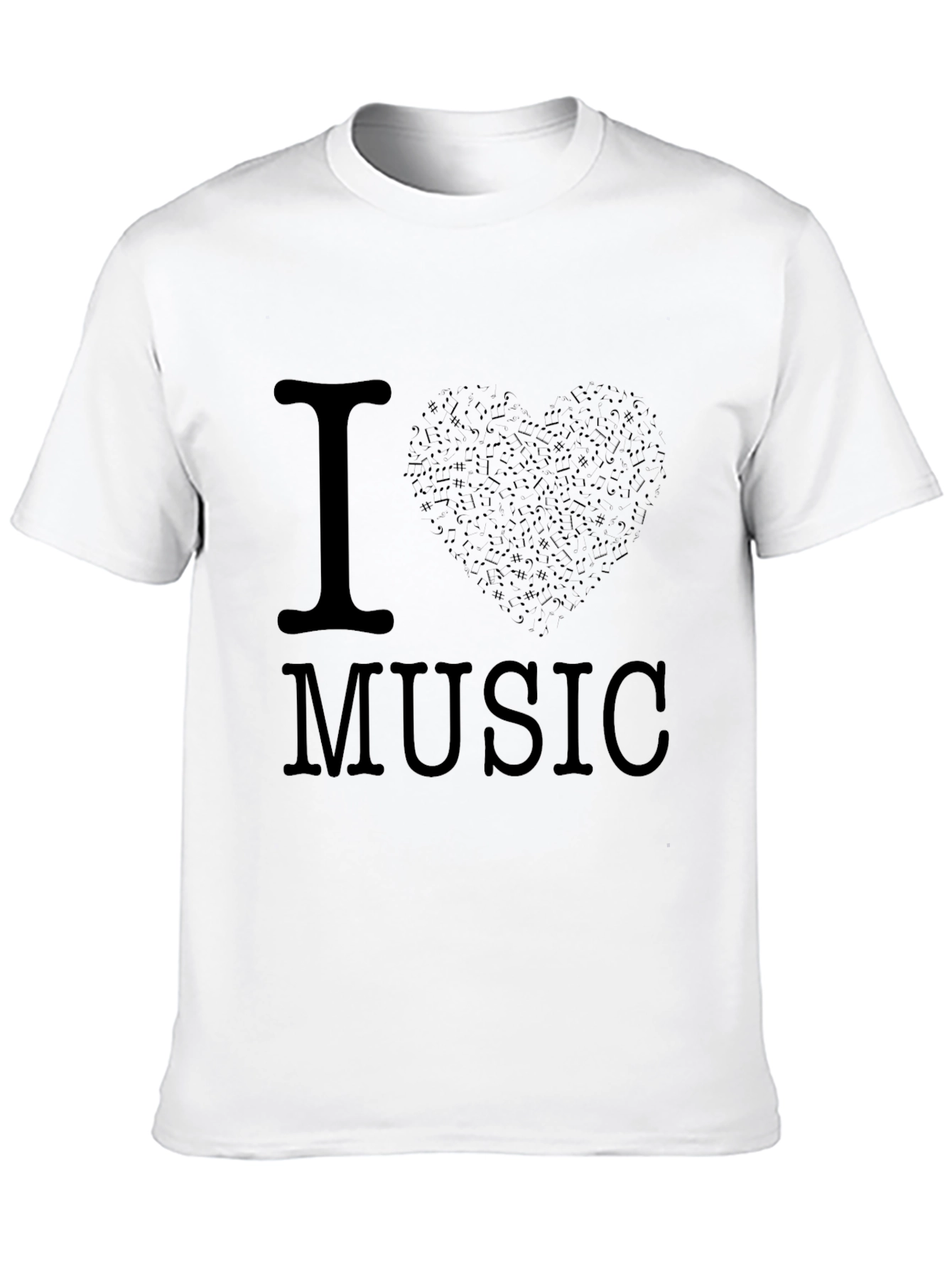 Black I Love Music Black Graphic Tee Shirt view 10