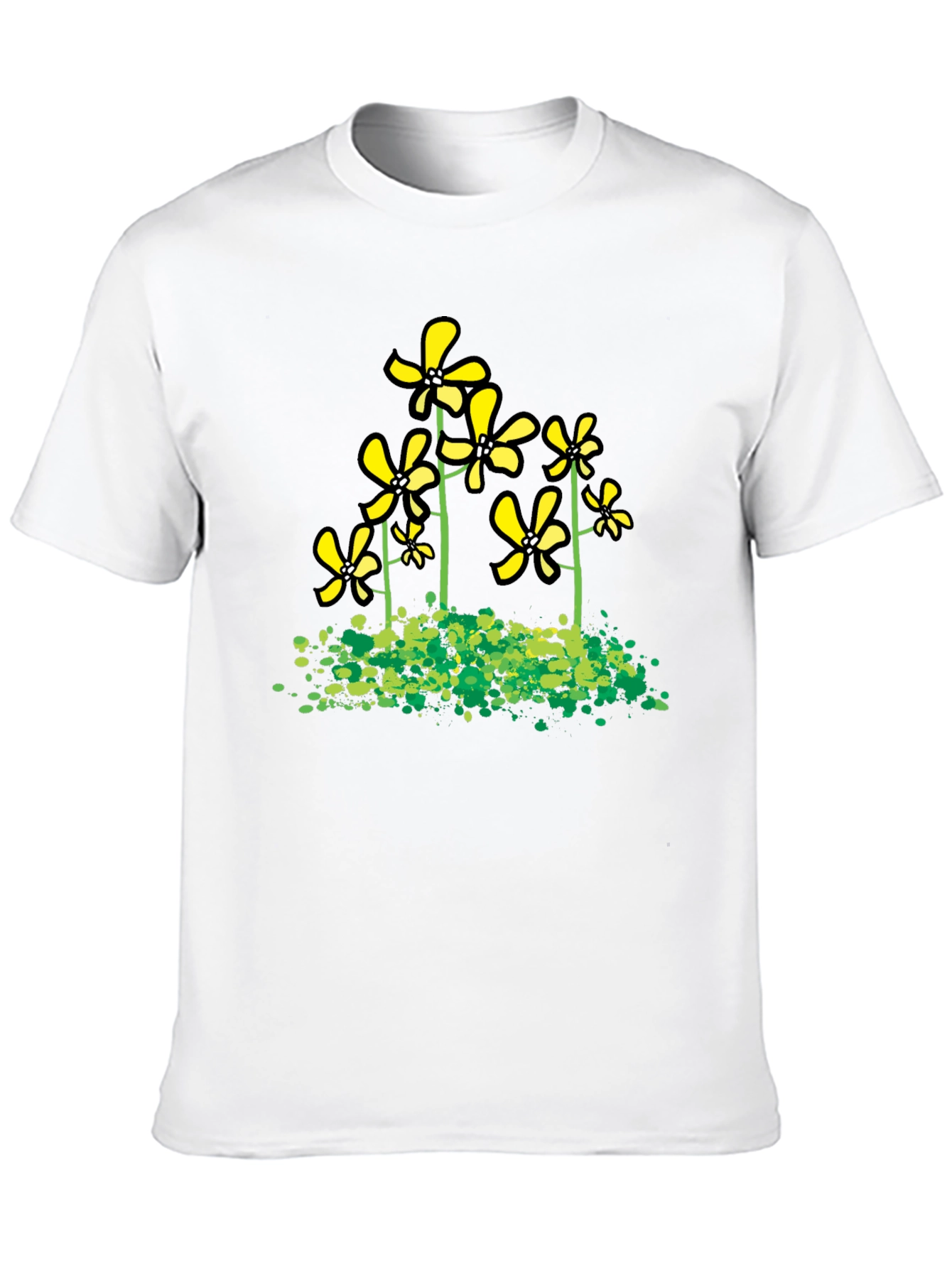 Black Floral Graphic Tee - Yellow Flowers Black T-Shirt view 10