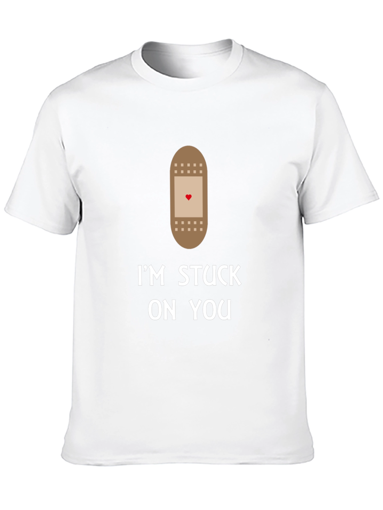 Black I'm Stuck On You T-Shirt Funny Bandage Heart Love Graphic Tee view 10