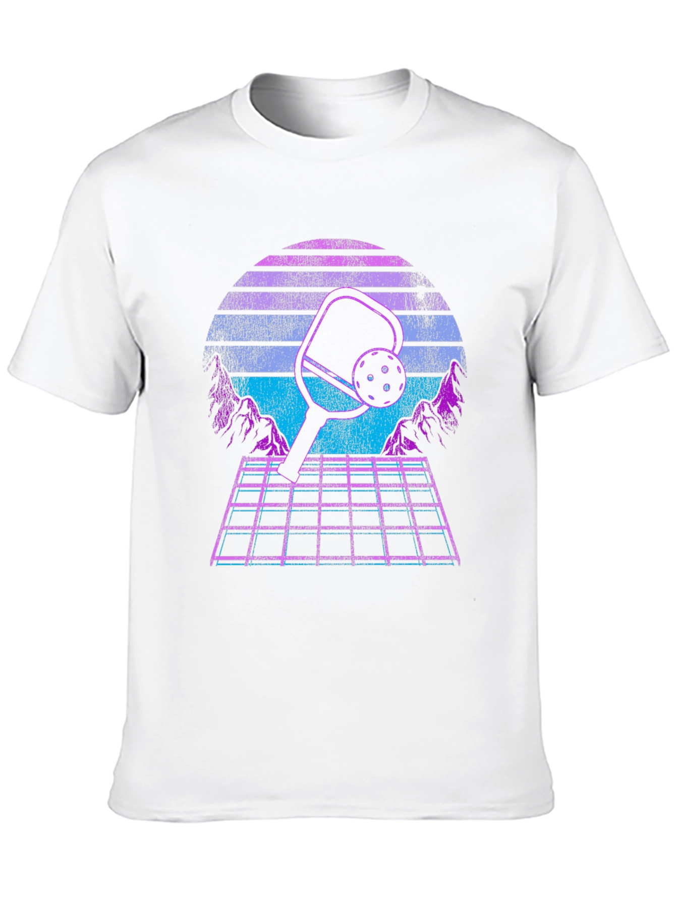 Black Retro Pickleball T-Shirt - Vaporwave Paddle Design view 10