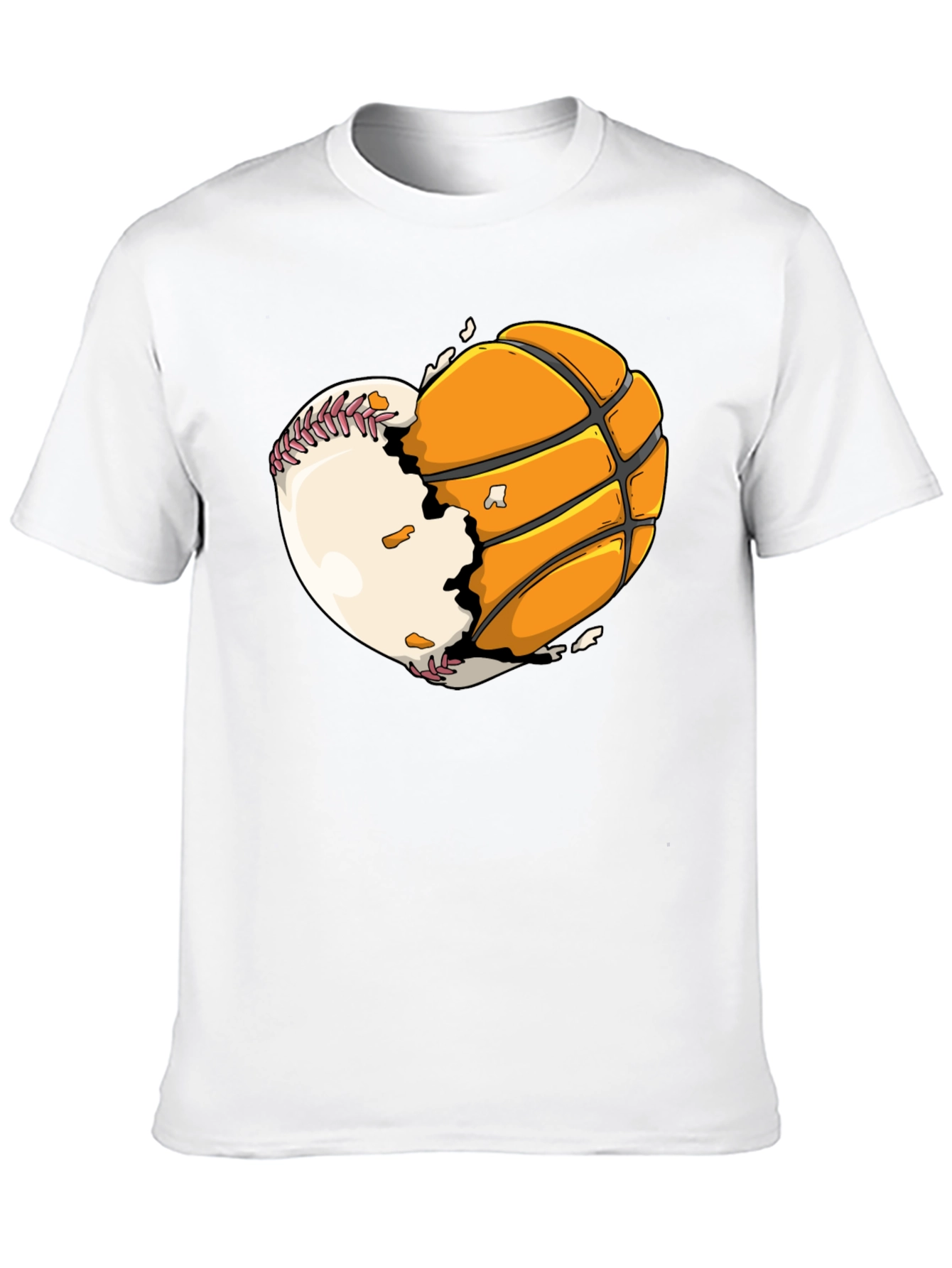 Black Baseball Basketball Heart Graphic Tee view 10