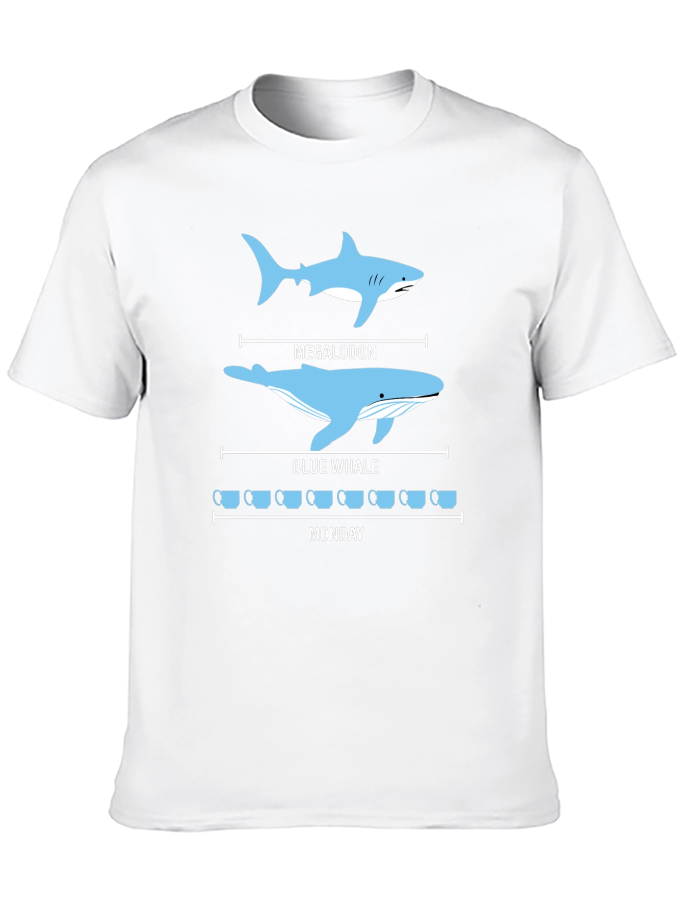 Black Megalodon vs Blue Whale T-Shirt - Coffee Monday Funny Tee view 10